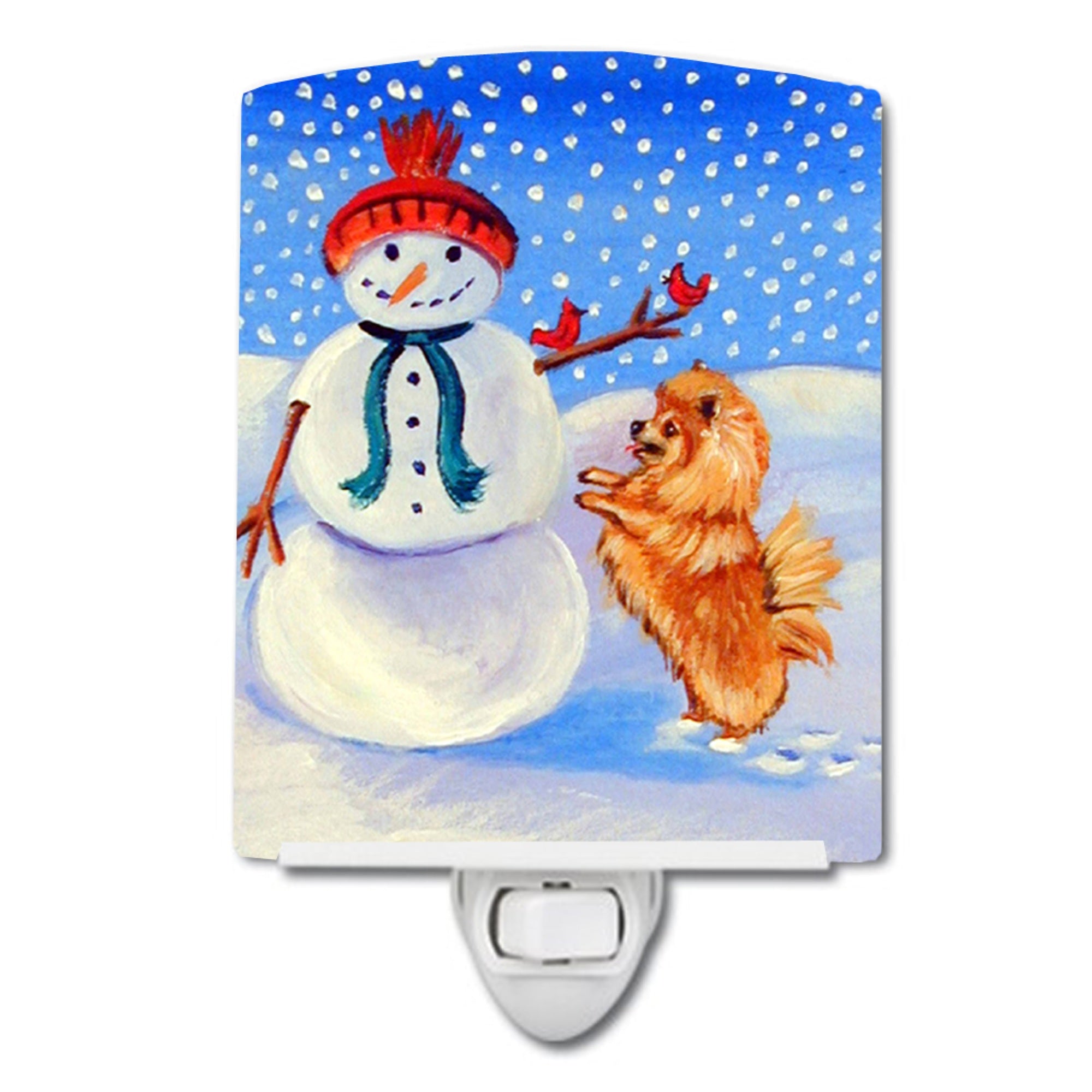  inchCarolines Treasures Pomeranian Winter Snowman Ceramic Night Light, 6x4, Multicolor inch