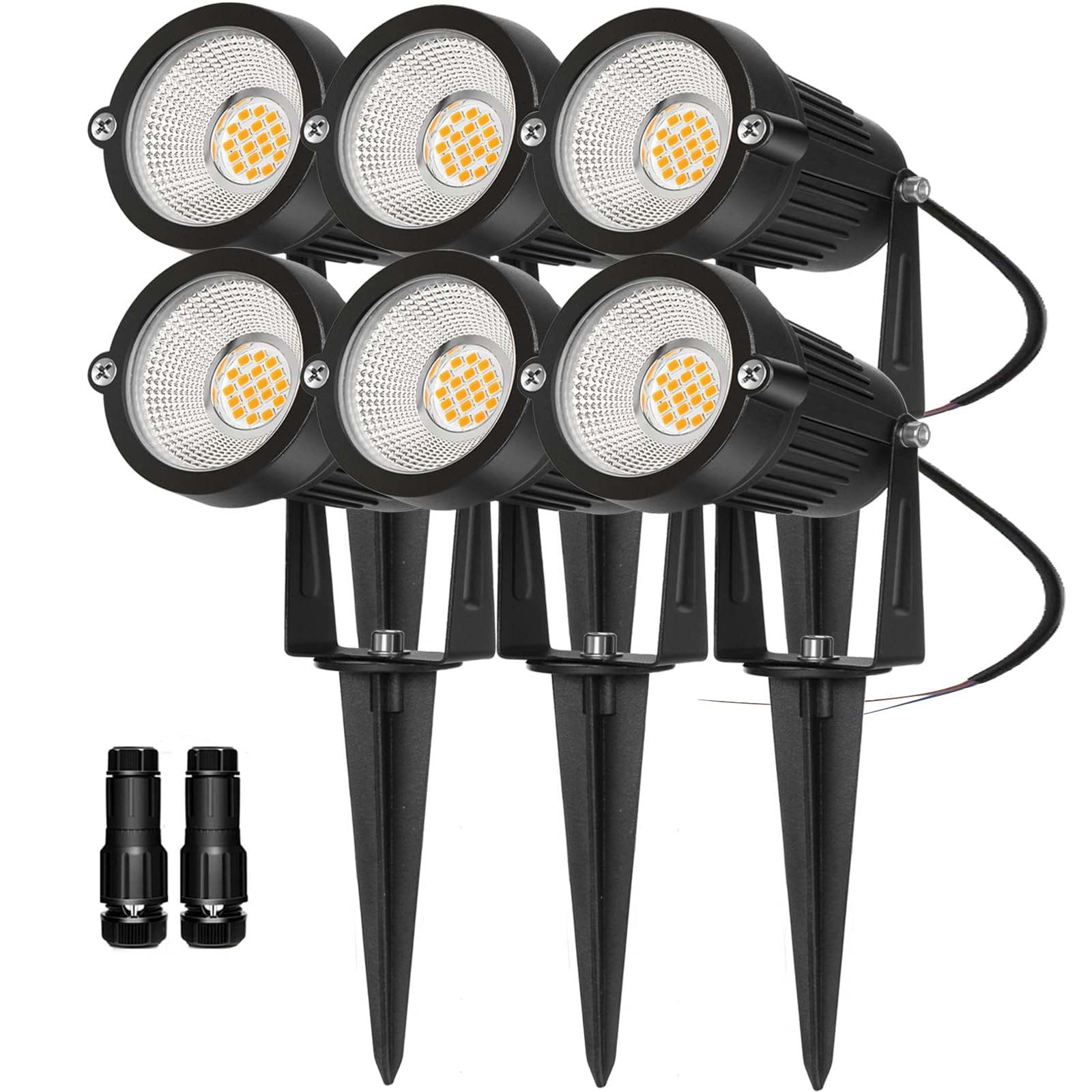 REEGOLD Low Voltage Landscape Lights, 7W 700LM LED Spotlights, Warm White 2700K, IP65 Waterproof, Aluminum, 6 Pack