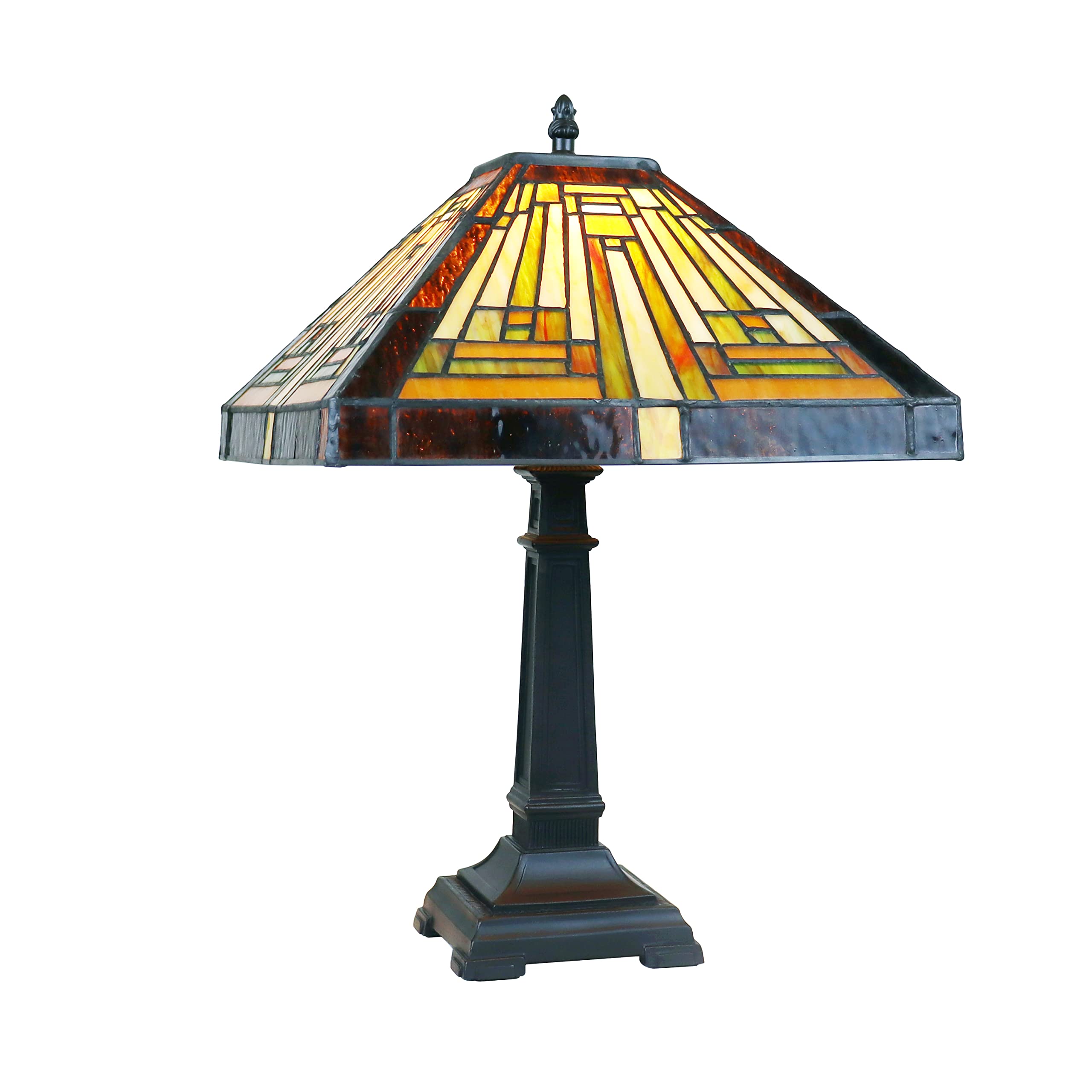 Chloe Lighting Innes Tiffany-Style Table Lamp 12in Wide Blackish Bronze Multicolor Glass Model CH33359MR12-TL1