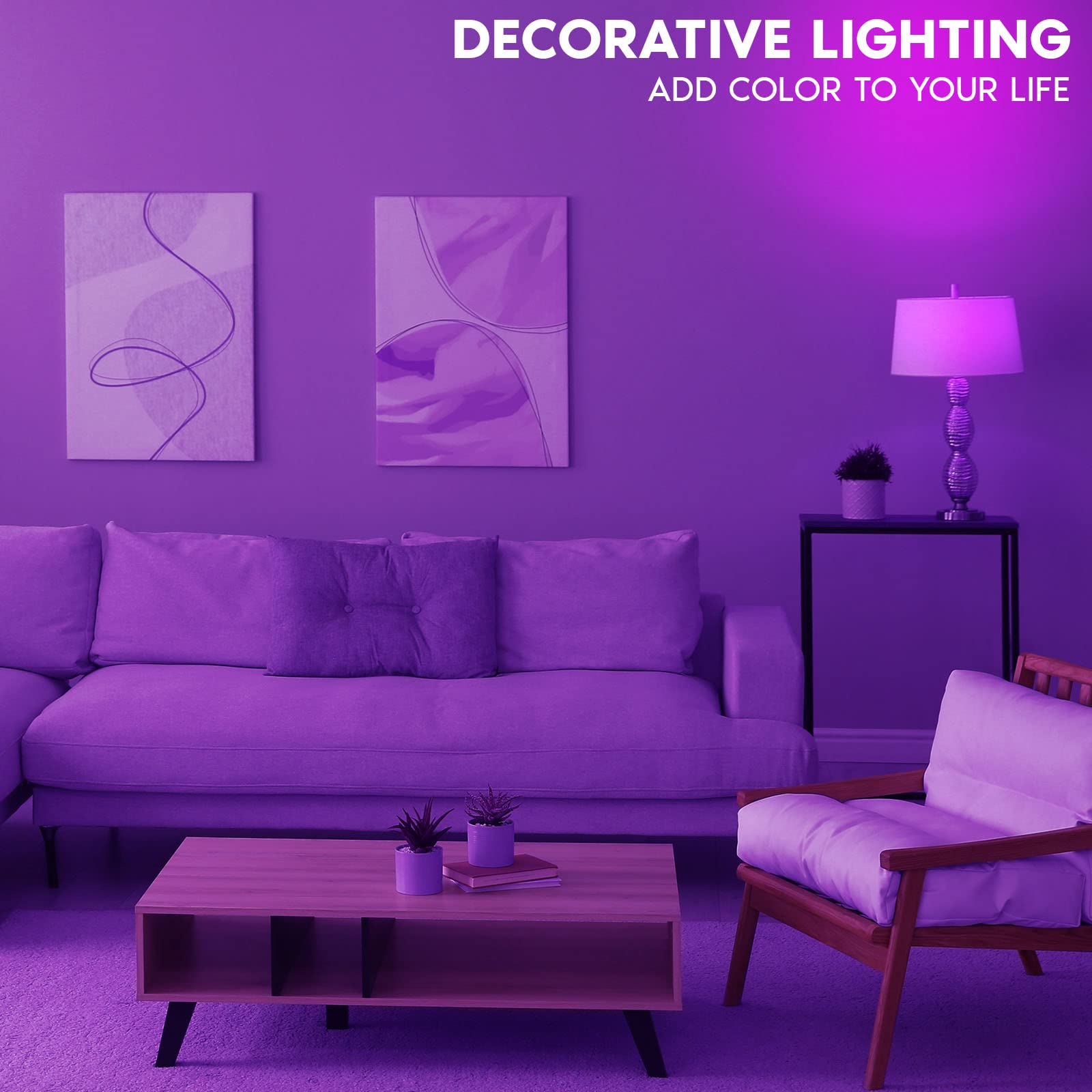 Luxrite E12 Led Filament Purple Light Bulbs, 4.5W (40W Equivalent), Colored Glass Candelabra Bulb, Ul Listed, E12 Base, Indoor O