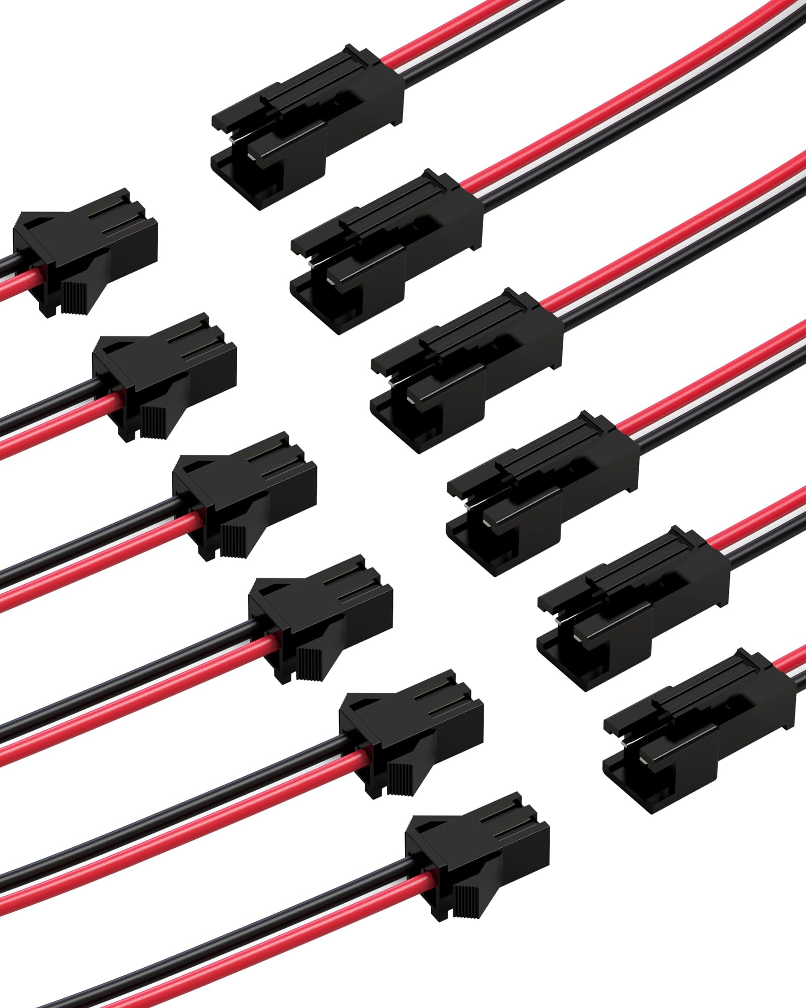 Jst Sm Connector 40 Pack, Vandesail Sm 2Pin Jack Plug Male To Female Wire Connector Adapter Electrical Cable For Led Light Strip 20 Pairs 10Cm (Jst Sm 2 Pin Connector)