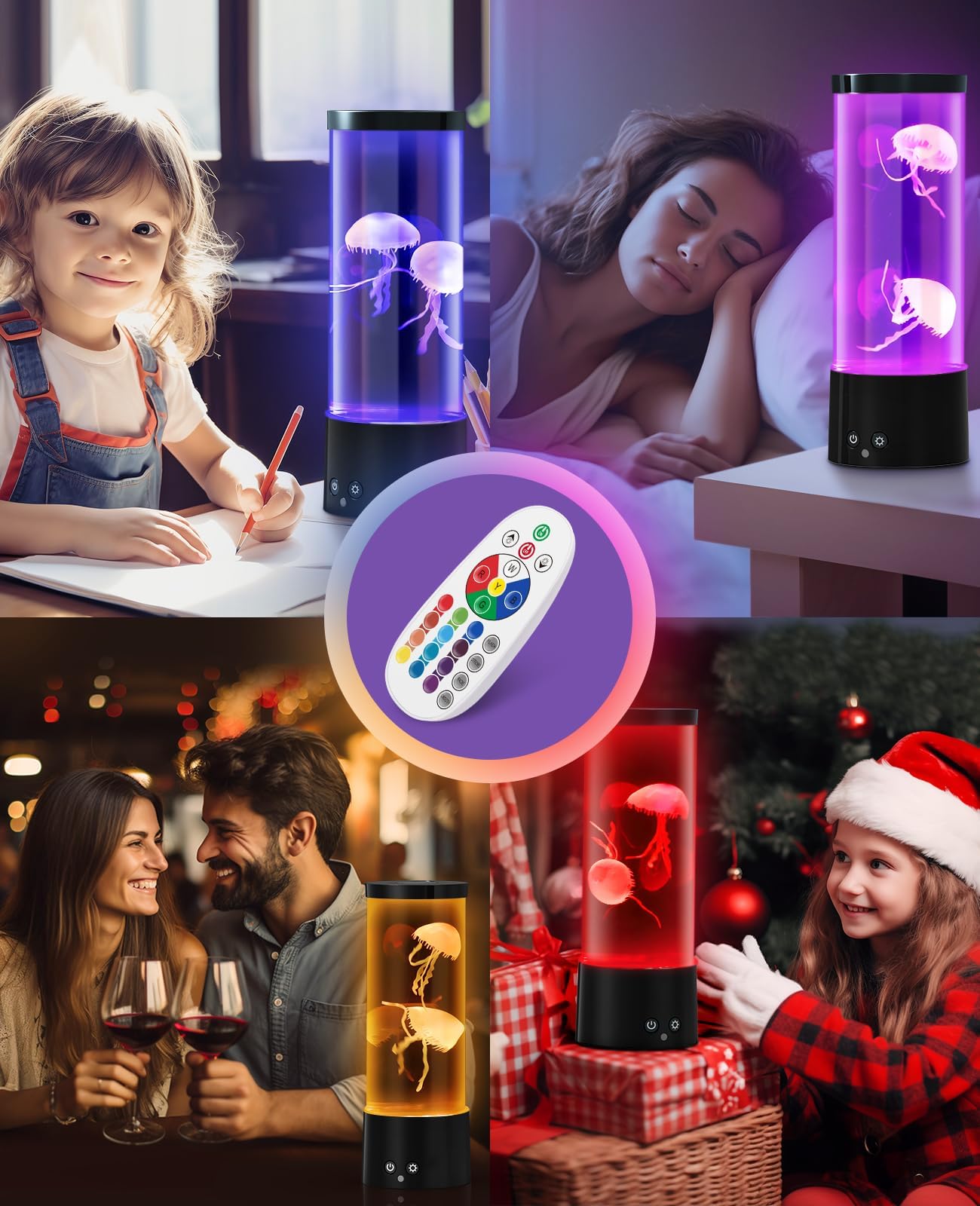 Guardwee Jellyfish Lamp With 17 Light Effects - Mood Table Lamp Night Light With Remote, Jelly Fish Tank Aquarium For Living Roo