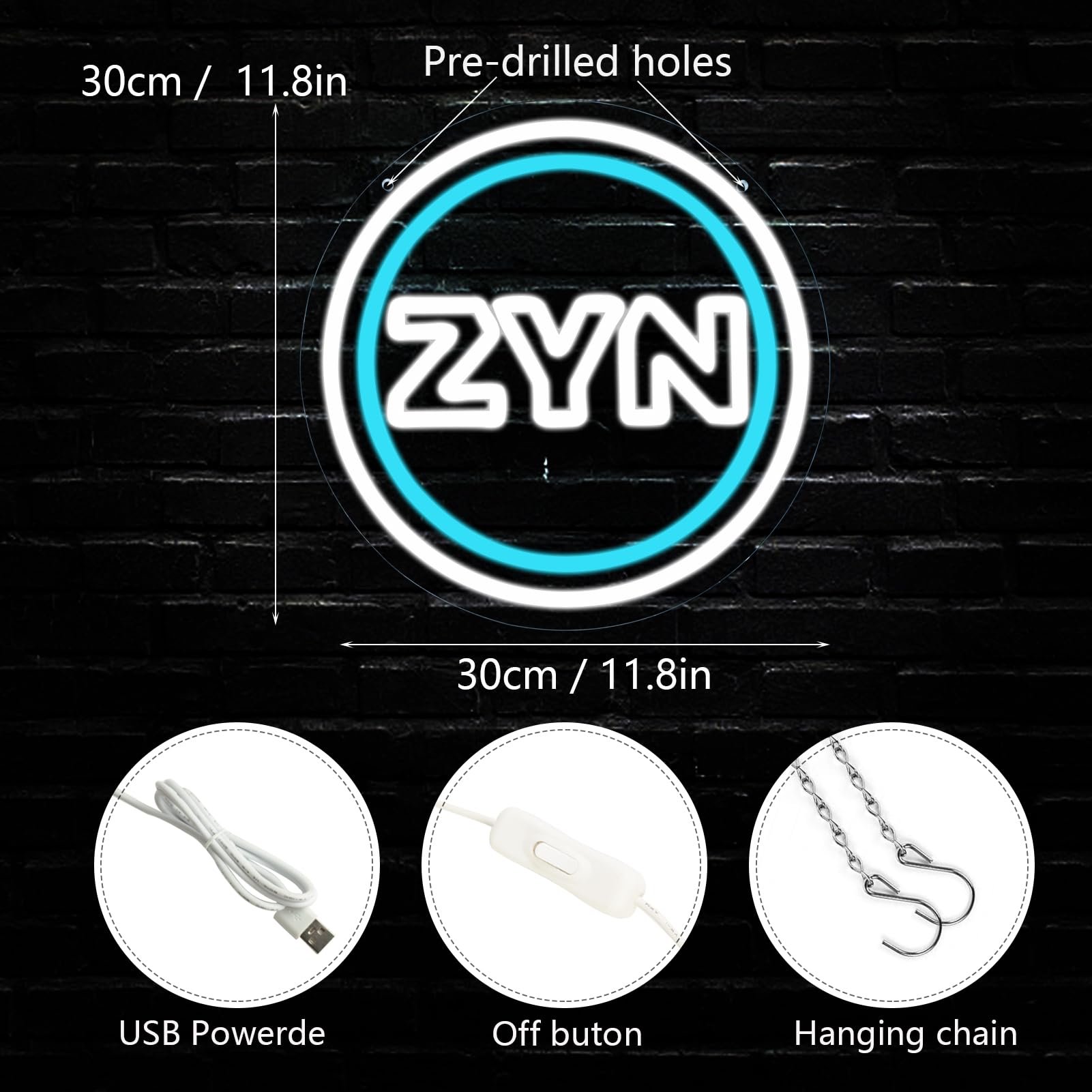 Pugna Z.Y.N Neon Signs for Wall Decor Neon Lights for Bedroom Led Business Signs Suitable for Man Cave Bar Pub Restaurant Christ