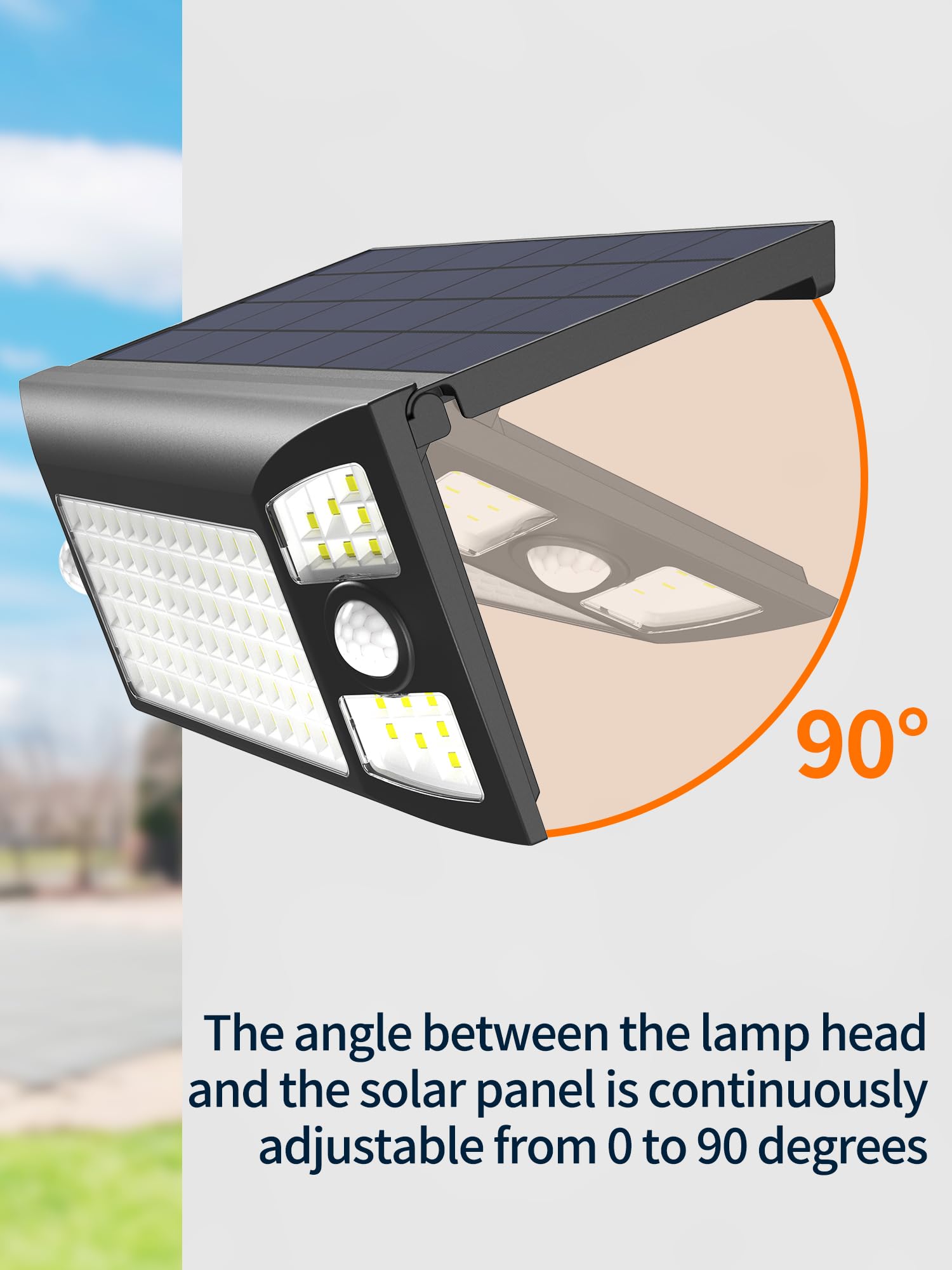 intelamp Solar Outdoor Lights - 1300LM Waterproof Floodlight with Dual Sensors, 270° Angle, Foldable 1 Pack, Black, Model 002-13A