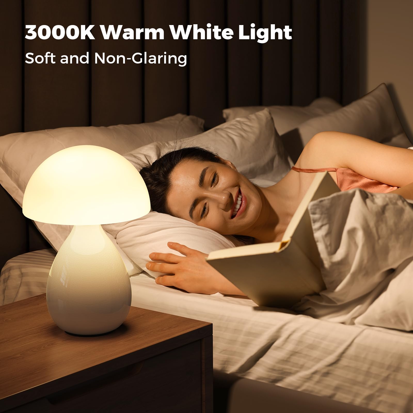 Mushroom Lamp  Vintage Small Table Lamp For Bedroom  Ice   Ceramic Led Night Light For Kids  Mid Century Modern Bedside Lamp For Nightstand  Living Room  Home Decor Gift Ideas For Women  Ivory