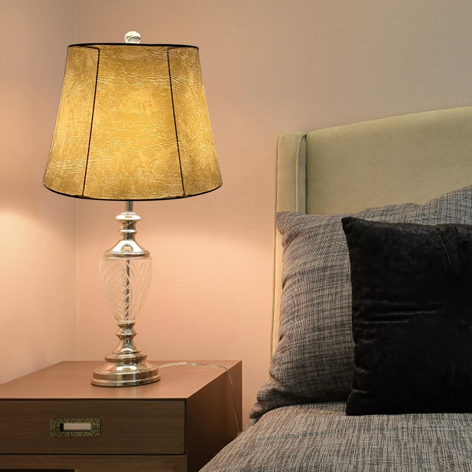 Tootoo Star Drum Lampshades Set Of 2, Leather, 10X14X10, Hand Crafted For Table & Floor Lamps, Model Sx-0206Ss