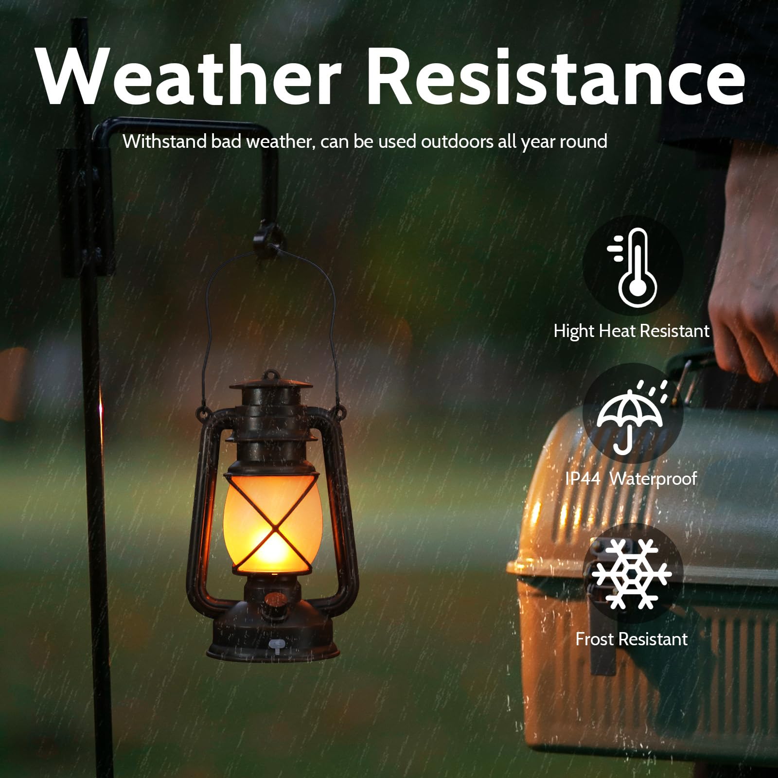 Richday Hanging Waterproof Outdoor Lanterns, Vintage Rechargeable LED with Remote Control, 2pcs, Brown, Rechargeable-Flame Lamp