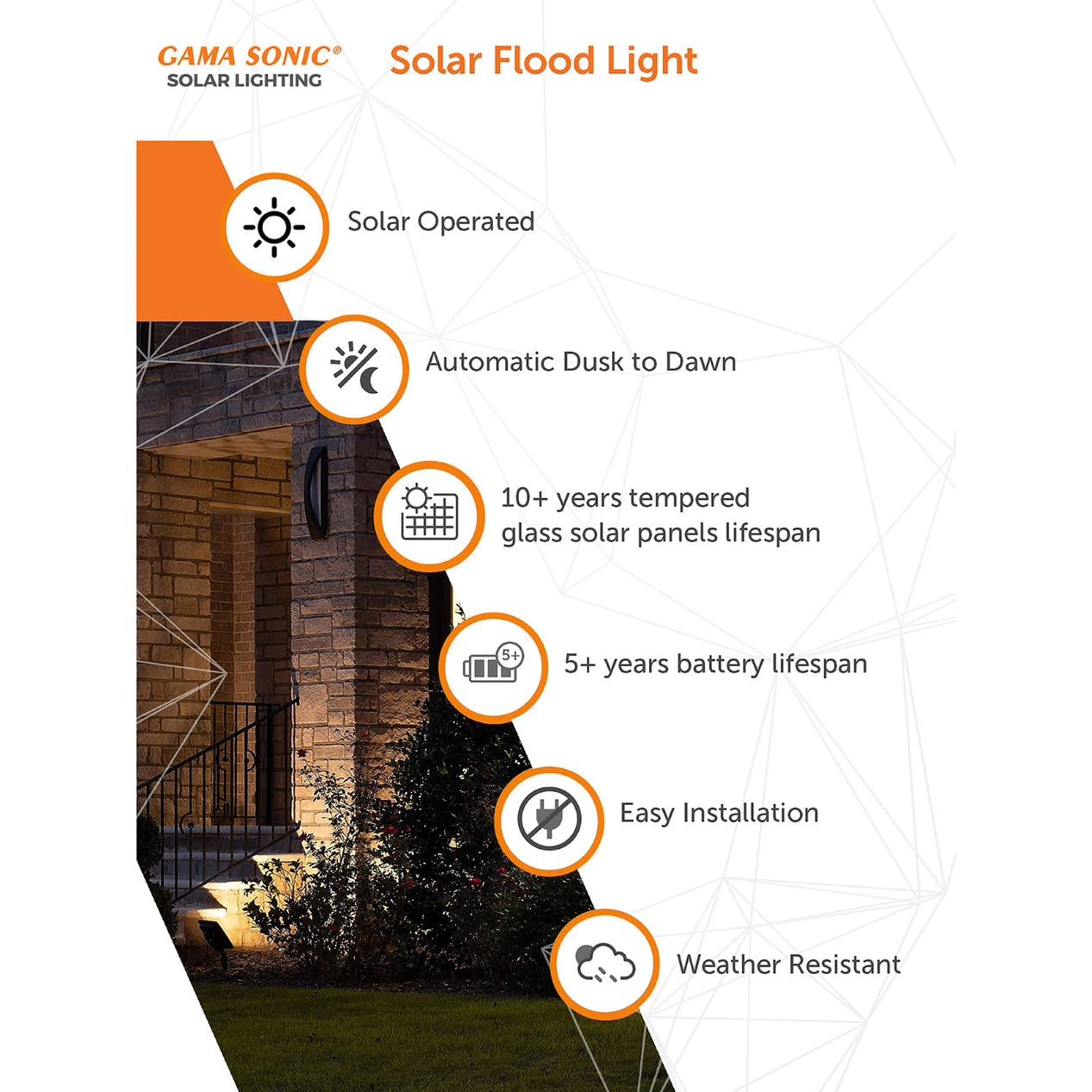 Gama Sonic Dual Color Solar Flood Light, Black Aluminum, Uplight for Trees/House, 1 Pack, Model 203001
