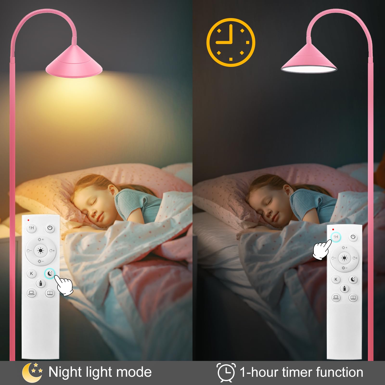 Floor Lamp, 18W Upgraded Bright Led Floor Lamps For Living Room Bedroom With Gooseneck Stepless Dimming & Color 76Inch Tall Stan