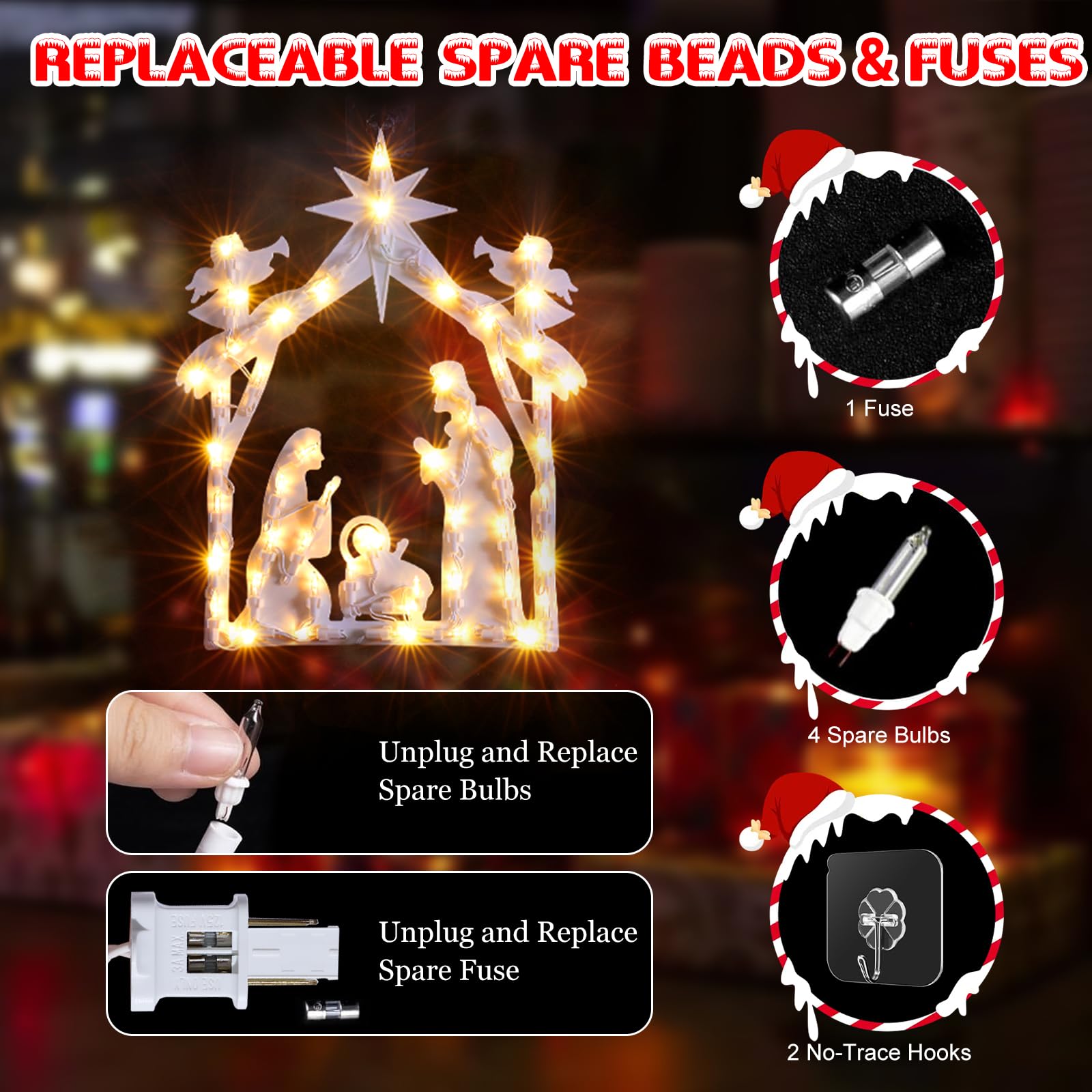 Marchpower Lighted Christmas Window Decorations Indoor, Christmas Window Silhouette Lights, Lighted Nativity Angel for Window, N