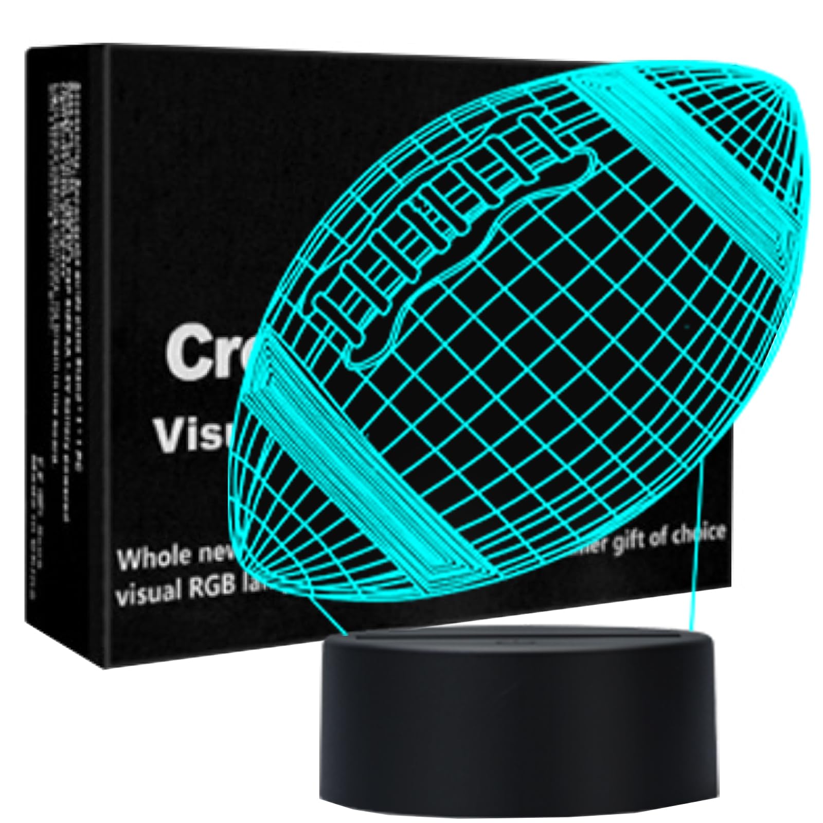 FEBDEY Football Night Light for Kids, 3D Illusion Night Lamp, USB LED Table Lamp Smart Touch Dimmer Lights 7 Color Changing Deco