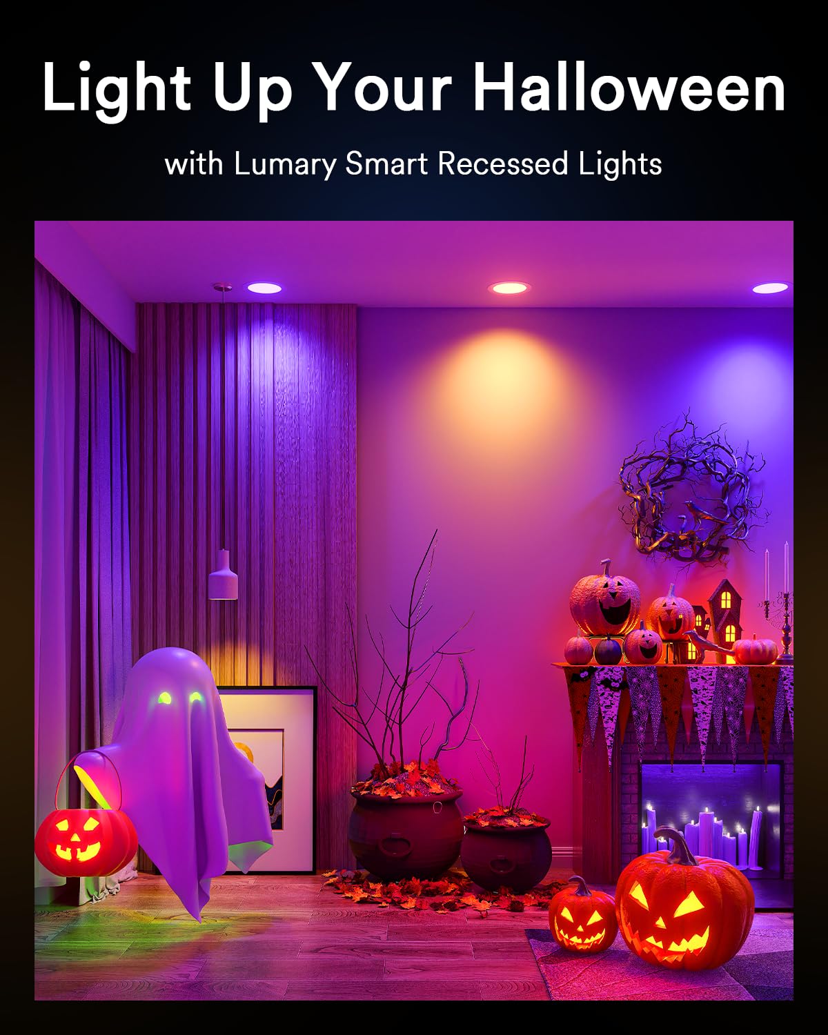 Lumary Smart Recessed Lighting 4 Inch Canless Led Recessed Lights 9W 780Lm Color Changing Led Downlight Wi-Fi Bluetooth Soffit Lights With J-Box Work With Alexa/Google Assistant (4 Inch, 4 Pack)