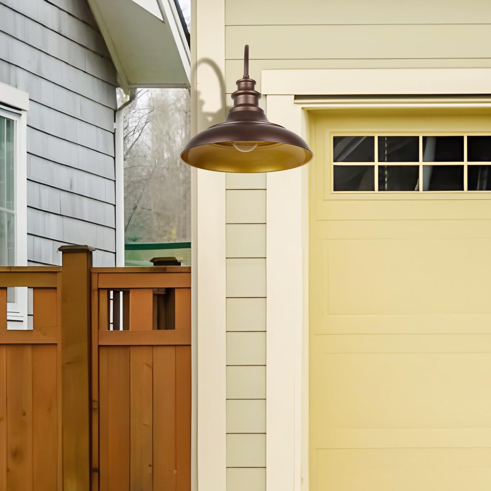 Diyel Outdoor Barn Light Fixture  16 Inch Large Dome Farmhouse Exterior Wall Mount Light  Rustic Wall Sconce Indoor Wall Lighting Fixture  Industrial Bronze Gold Lantern For Porch  1 Pack