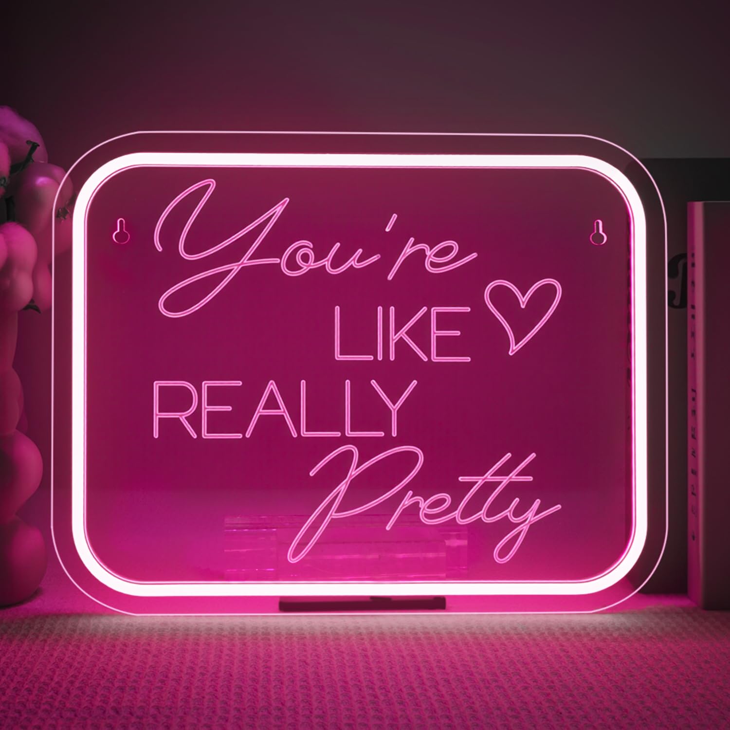 LUCUNSTAR Neon Sign for Wall Decor, Pink LED Light with Dimmable Switch, USB Powered Acrylic, Perfect for Bedroom and Wedding Decor