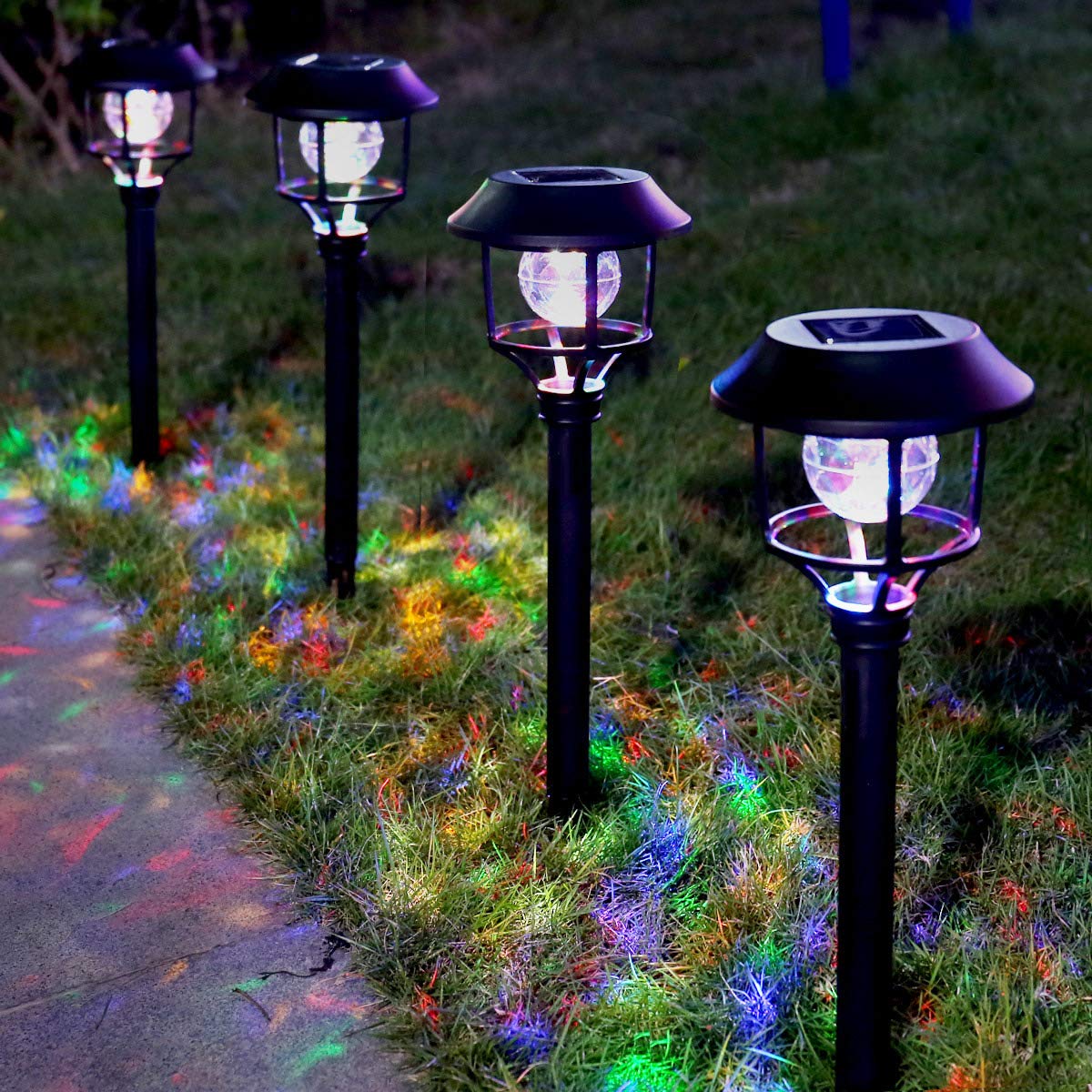 LE Solar Lights for Outside, Solar Garden Lights, LED Pathway Lights Outdoor, Waterproof Solar Landscape Lights for Lawn, Patio, Yard, Garden, Walkway and More (RGB Multi-Colored), 6 Pack