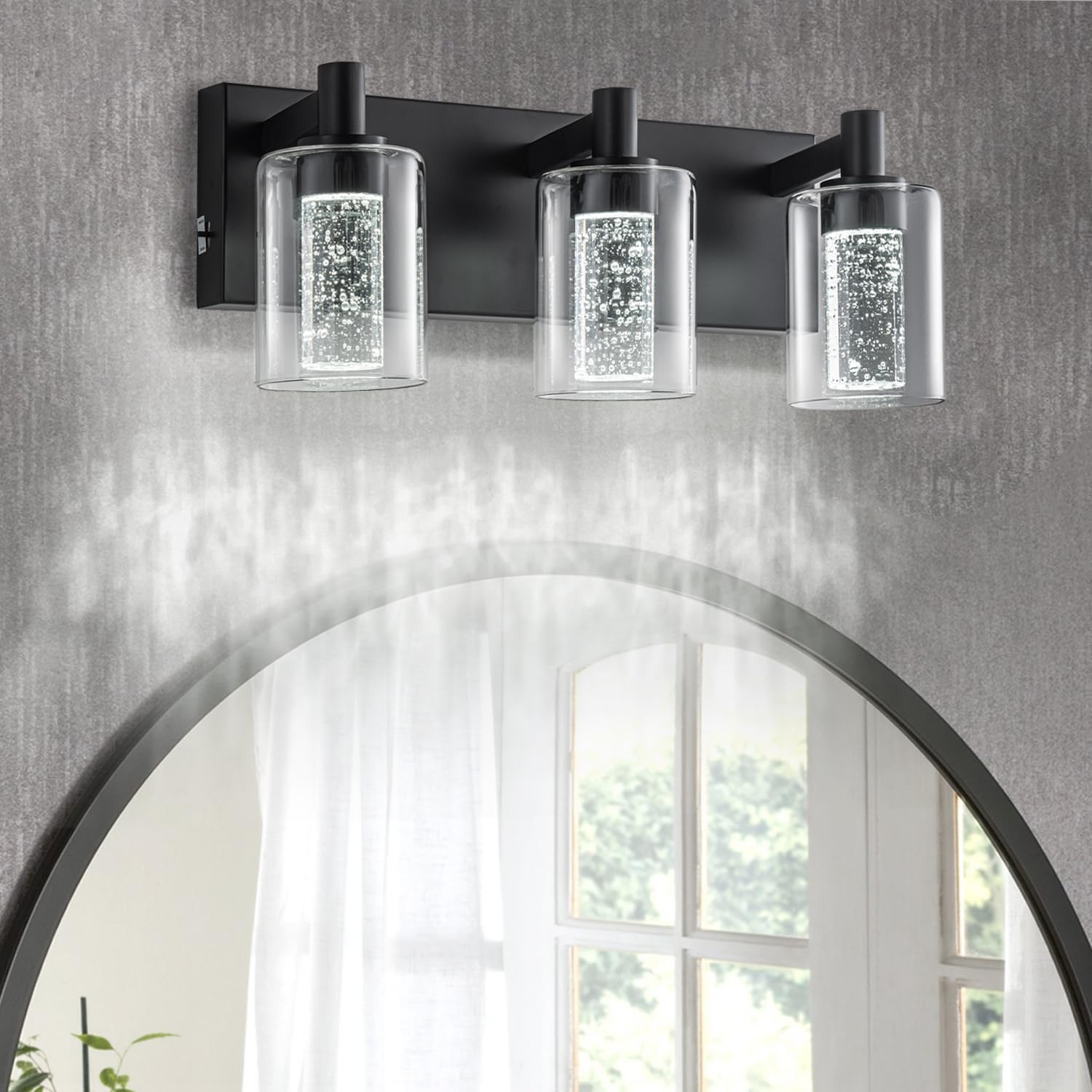 Sinerise Vanity Light With 3 Color Modes (3000K/4000K/6000K), Eye Protection Led Bathroom Light Fixture, Dimmable Modern Wall Li