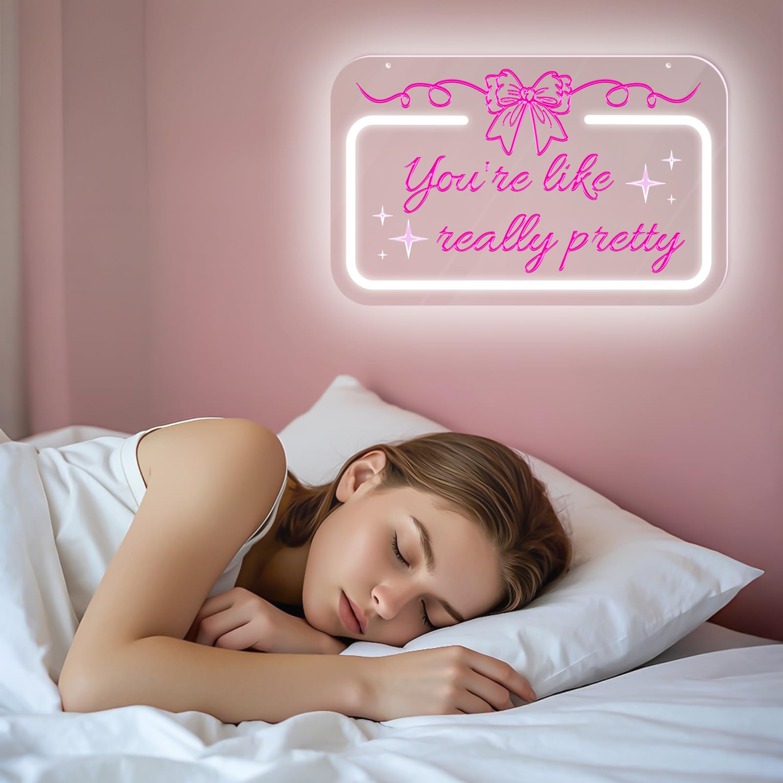 Innovtools YouRe Like Really Pretty Neon Signs For Wall Decor Positive Pink Bow Neon Sign Party Decor Dimmable Ribbon Bow Led For Teen Girl Bedroom Decor Room Salon Vanity Are Wedding Inspiring Gifts
