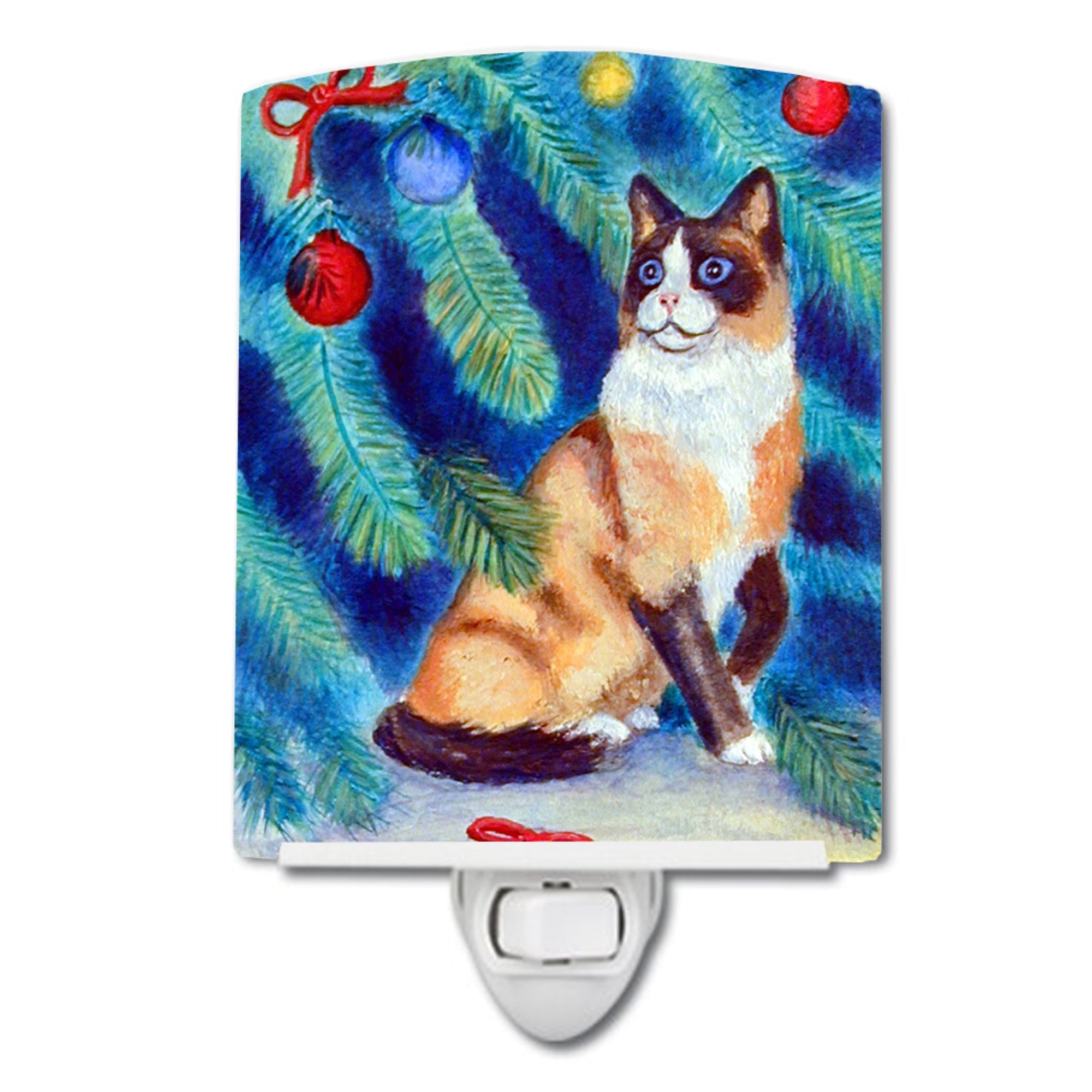  inchCarolines Treasures Christmas Tree Cat Ceramic Night Light, 6x4, Multicolor inch
