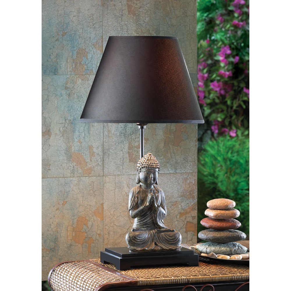 StealStreet Buddha Table Lamp, 24" Black Wood, Model SS-EG-15160