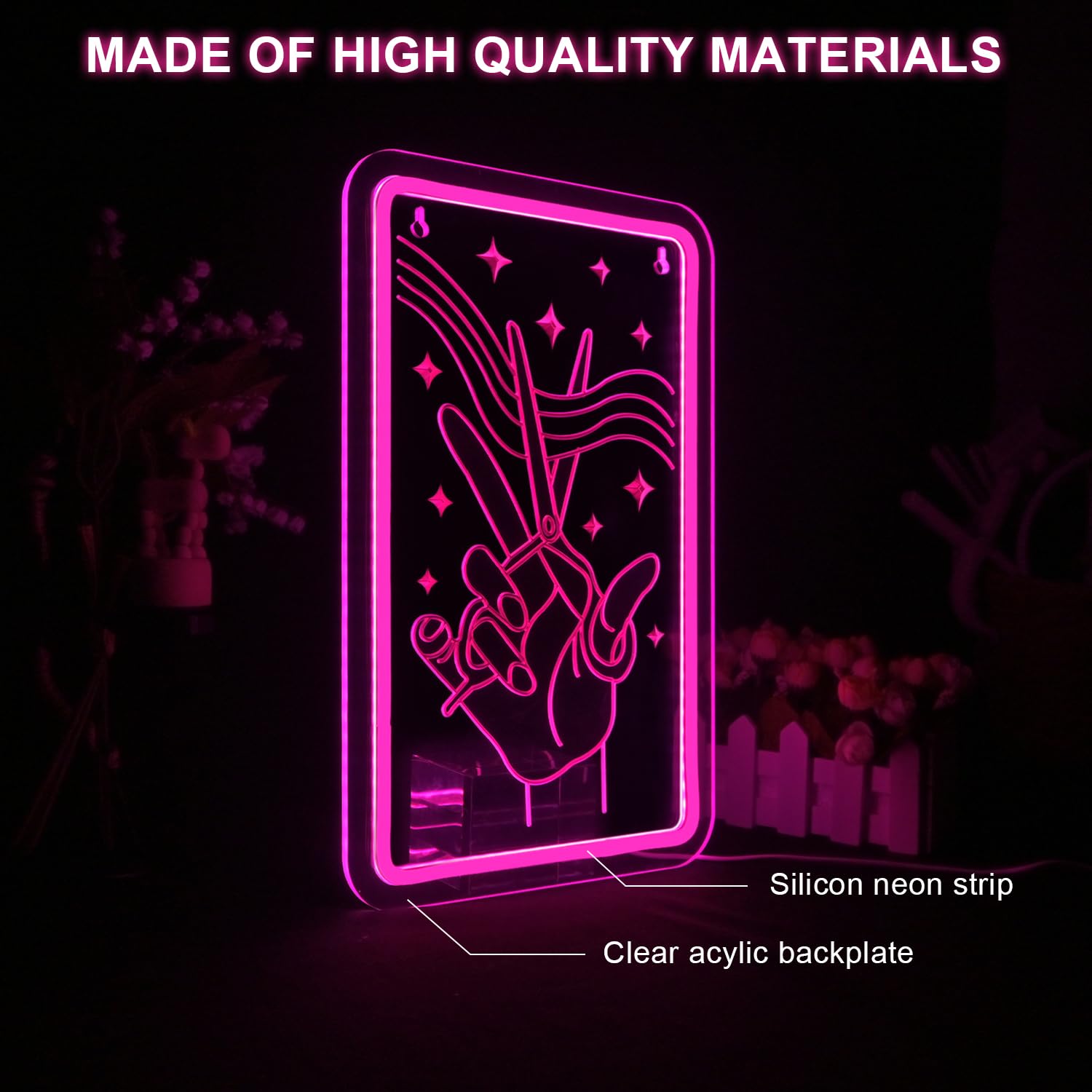 LUCUNSTAR Neon Scissors Sign LED Light for Beauty Salon Decor, 14.69in x 9.4in, Pink