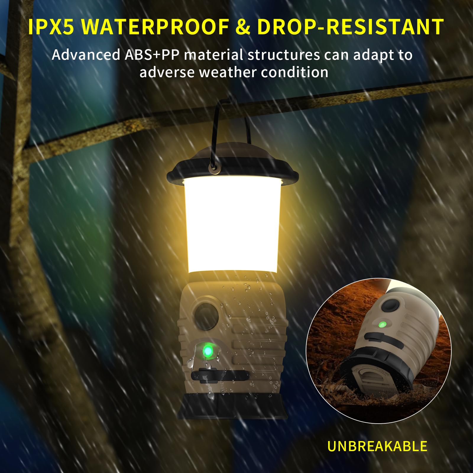 Camping Lantern Rechargeable, Portable LED Camping Lantern - Battery Tent Light with 4 Modes for Indoor Outdoor Home Emergency L