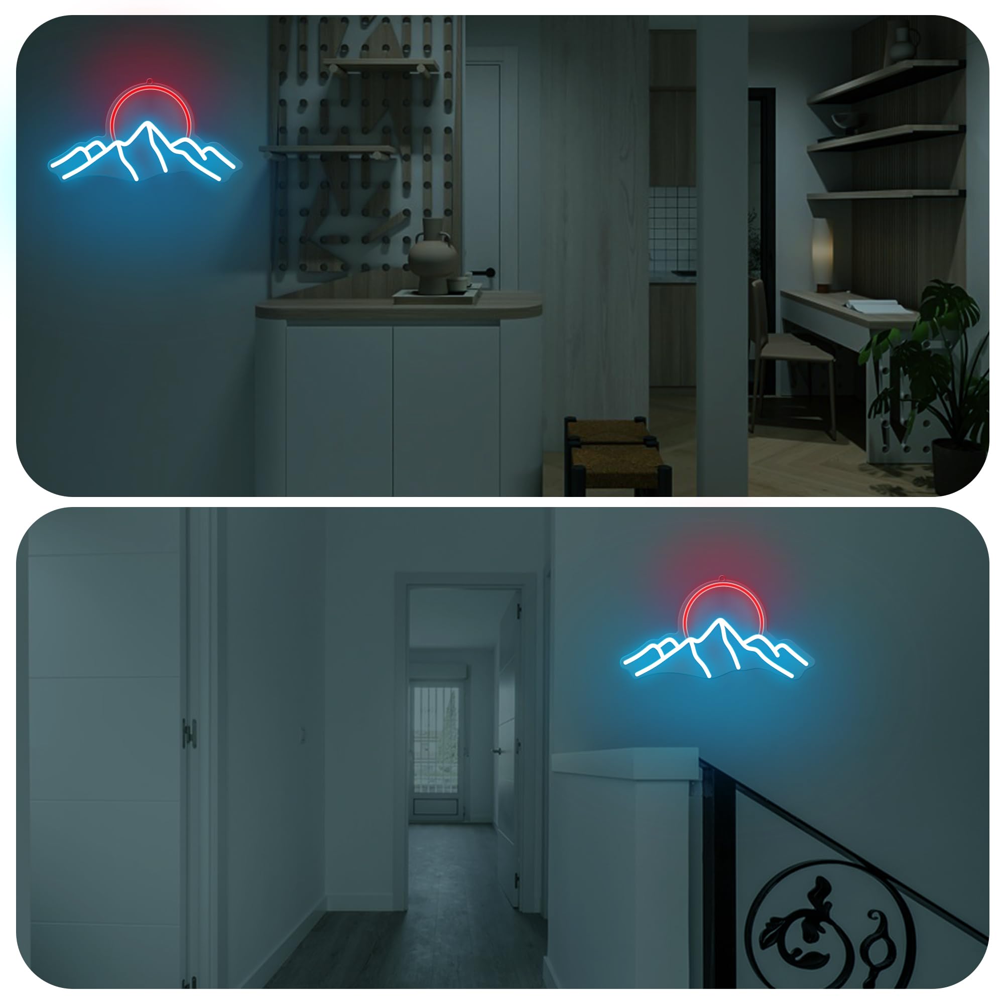 Anywin Mountain Neon Sign, Dimmable LED Wall Decor, Acrylic Art for Living Room, Bedroom, Gaming Room, Model AW-NH006