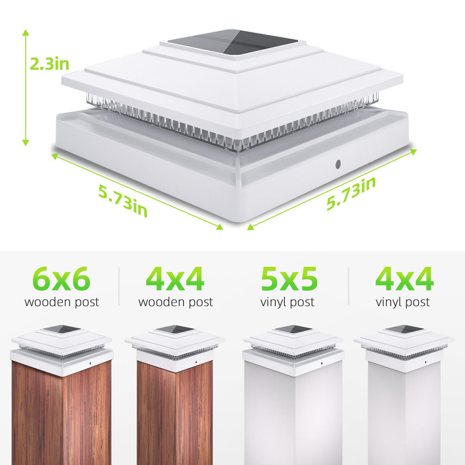 JOFIOS Solar Post Cap Lights 12-Pack, Waterproof White Fence Lights for 4x4, 5x5, 6x6 Posts, Model TZ28, 2 Color Modes