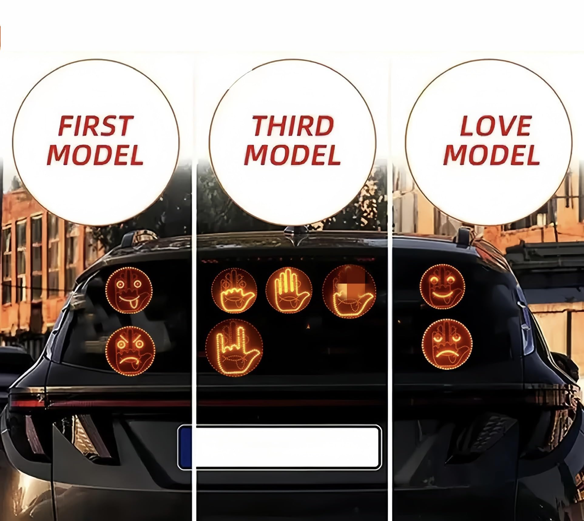 Tockmoon Car LED Light with Remote Control - Smiling Face Gesture - White - Model ct002
