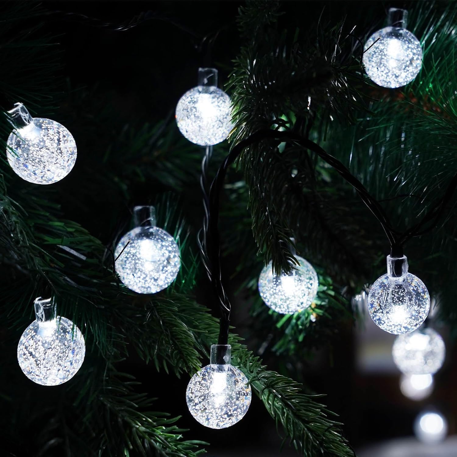 Lorryte 2-Pack 72Ft 120 Led Crystal Globe Solar String Lights Outdoor, Waterproof Solar Lights For Outside, 8 Lighting Modes Pat