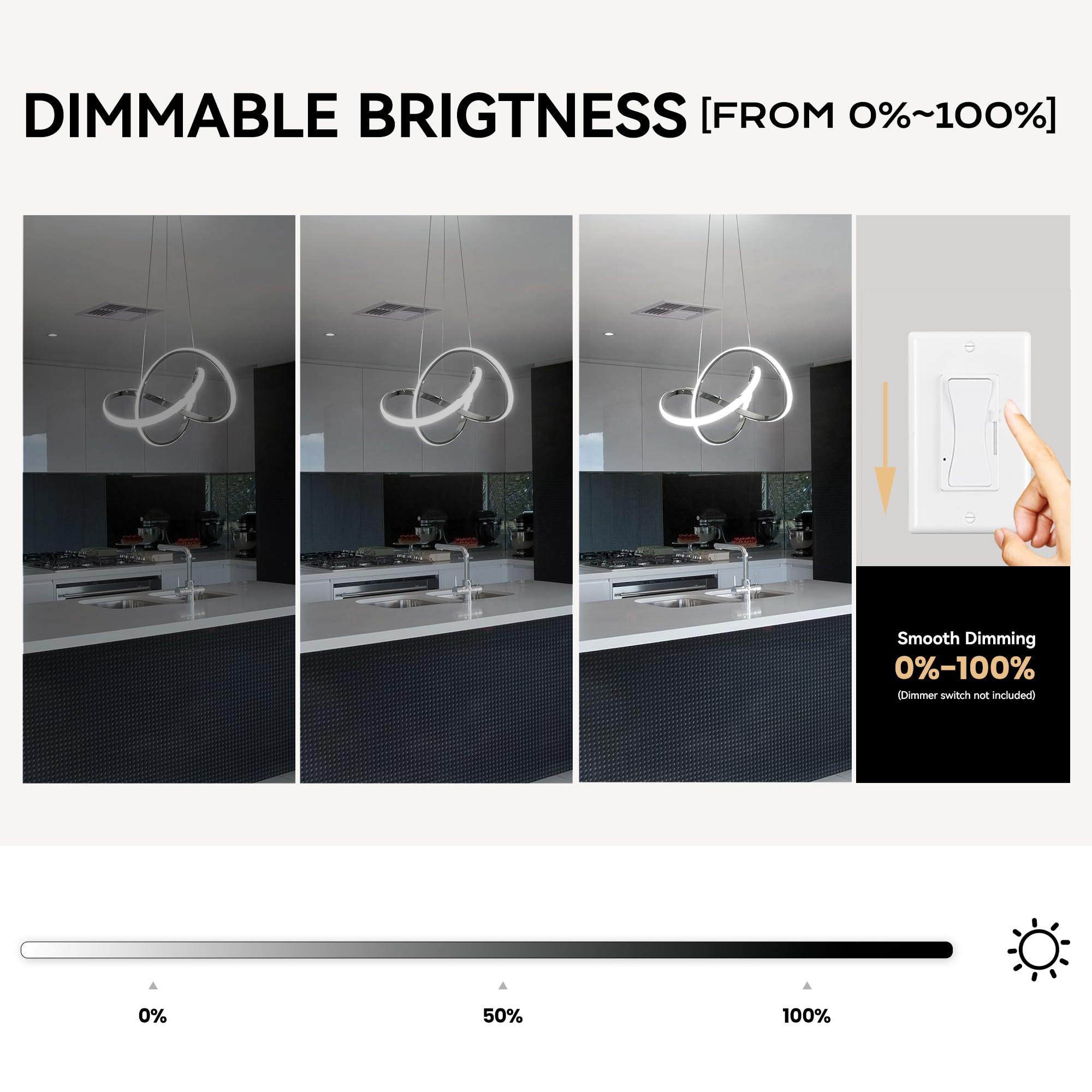 Mayna Led Pendant Light With Irregular Ring Lights,Modern Led Chandelier, Dimmable Contemporary Ceiling Light Fixture For Dining Room Bedroom Kitchen Island Cafe, 6000K White