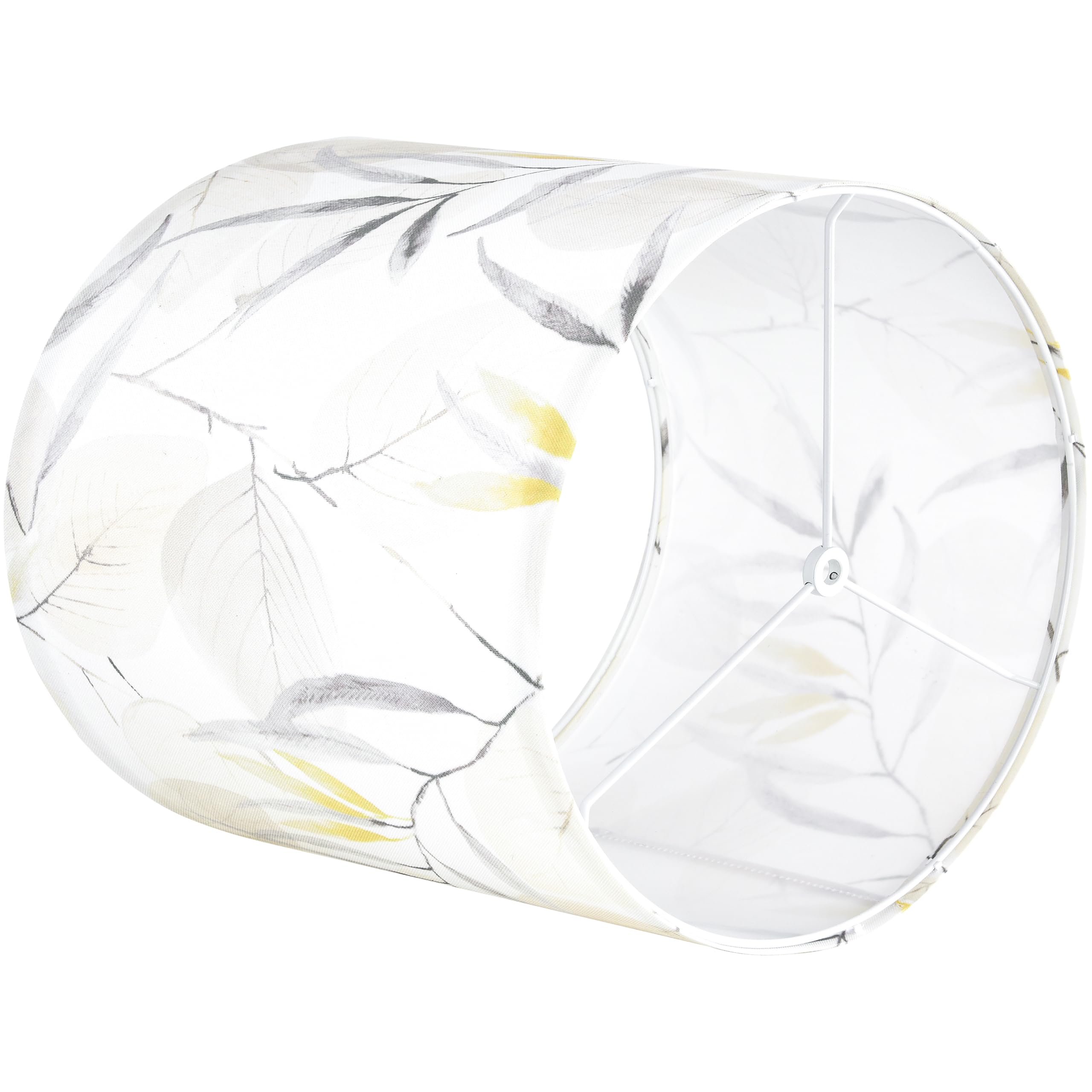 Set Of 2 Tall Drum Lamp Shade Leaf Patterned Lamp Shade - 9.8'' X 9.8'' X 10.8'' - Ideal For Table & Floor Lamps - Natural Linen