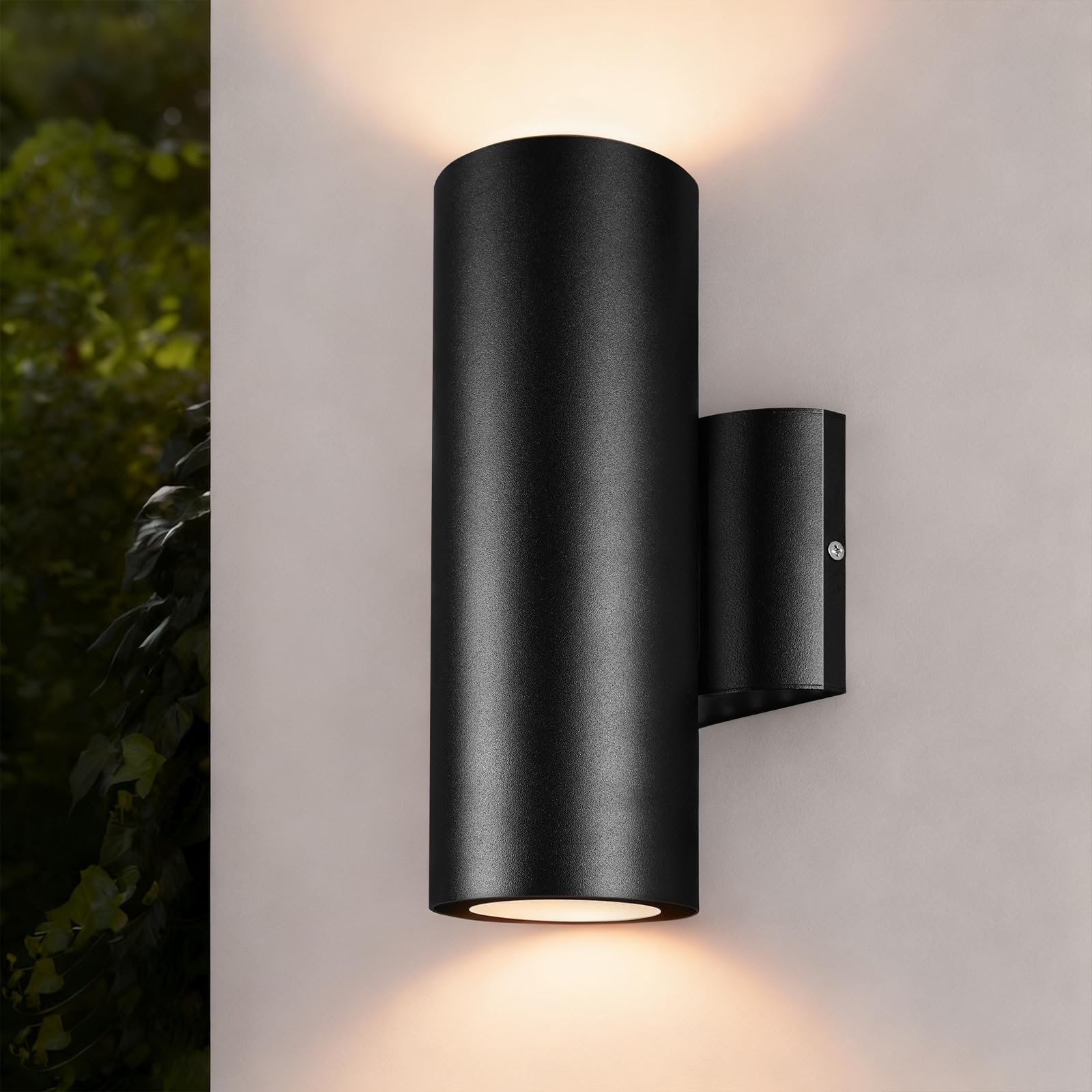 DSJJBLL Modern Outdoor Cylinder Wall Lights 10.24, Porch Light 2700K Warm White, Up Down Lights, Matte Black Waterproof Wall Sco