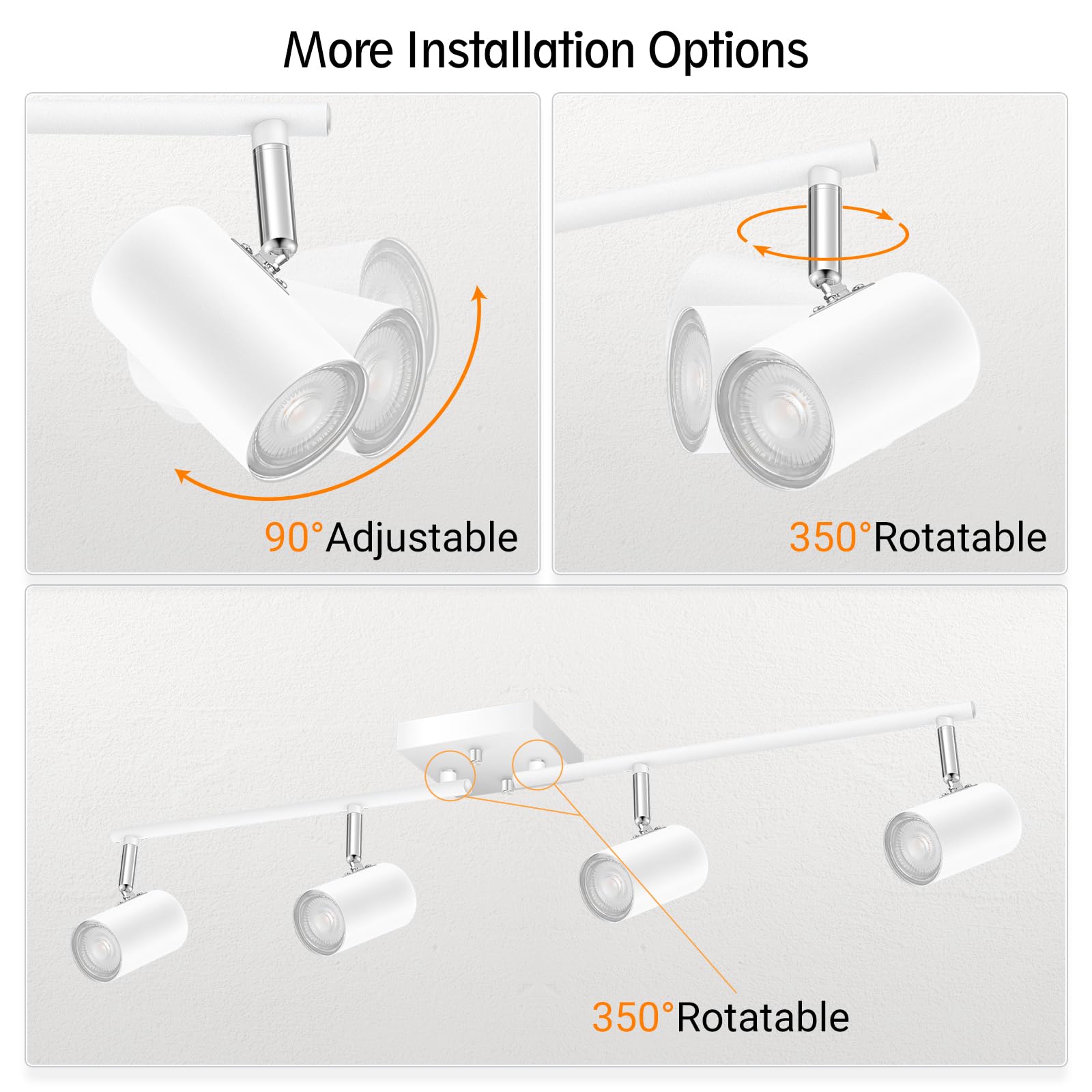 Boostarea 4-Light Track Lighting Kit, Modern Track Lighting Fixtures Ceiling, Rotatable Light Heads, Flush Mount Ceiling Spotlig