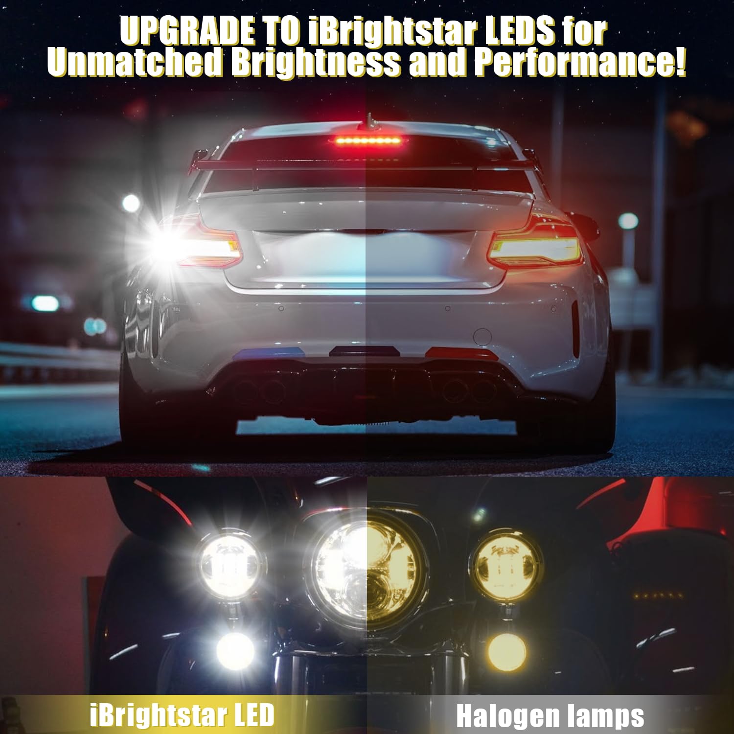 iBrightstar 3157 LED Bulb White, 4157 3156 LED Reverse Light Bulbs Super Bright for Tail Brake Lights Backup Lights Turn Signal