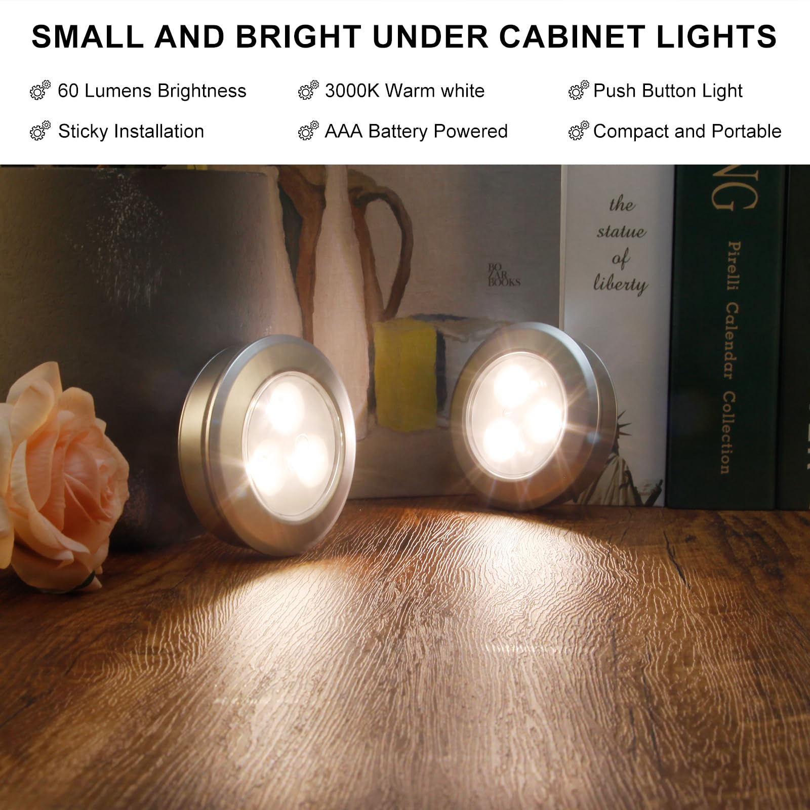 Luxsway Puck Light, Led Tap Light Push Lights, Battery Operated Stick On Night Light, Portable Under Cabinet Lights And Counter