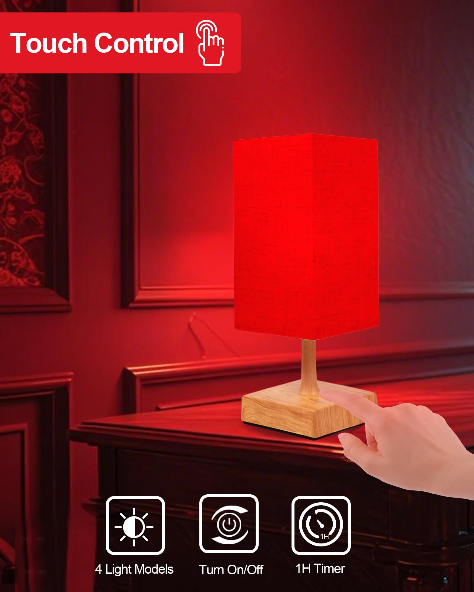 Red Light Night Light Lamp for Sleep, 670nm Red Nightlight Desk Lamp for Bedroom with Multi-Color and Brightness Options Remote