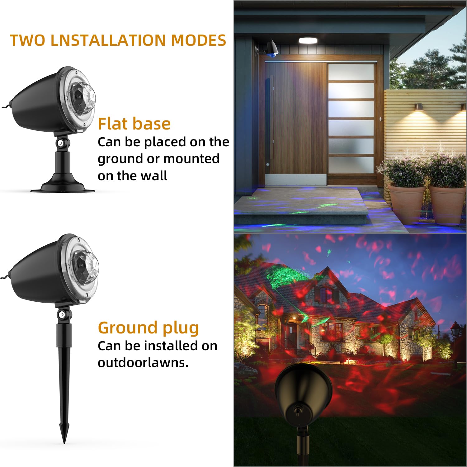 SOMKTN Christmas Halloween Laser Projector Lights - Waterproof Outdoor Light with 10 Colors, Aurora & Ocean Wave Patterns - Model BL-DP-BJG