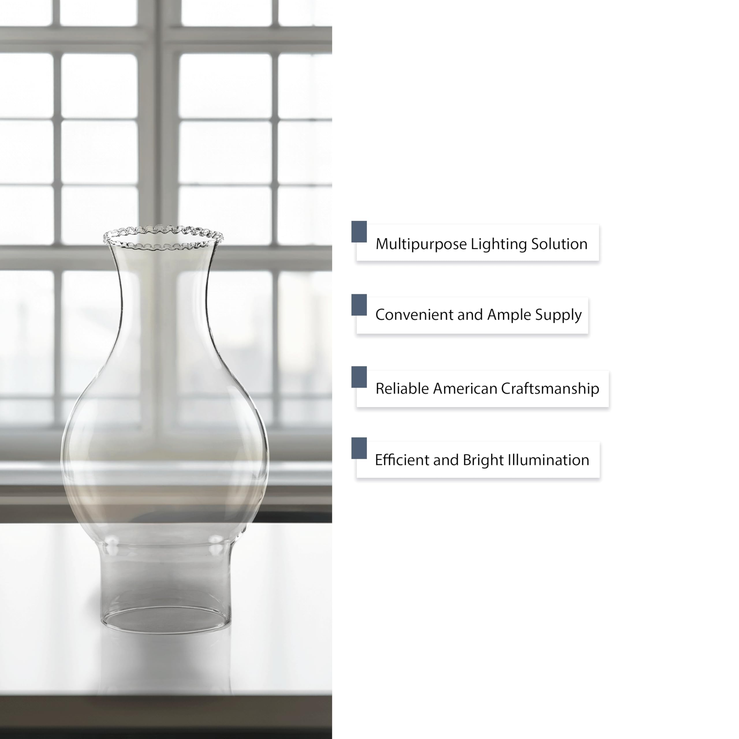 Light Of Mine - 3&quot; X 8.5&quot; Chimney With 4.75&quot; Bulge And Beaded Top Oil Lamp Replacement Chimney (3&quot; X 8 1/2&quot; With 4 3/4&quot; Bulge)