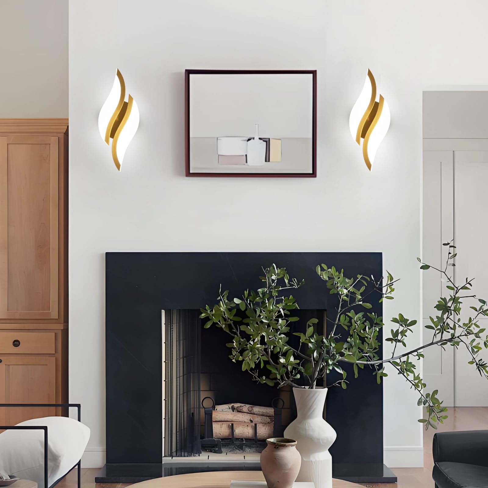 CANEOE Modern LED Wall Sconce, 6000K Cold White, Acrylic Light Fixture, Gold, 1 Pack, Model WL-YZ-C for Living Room, Bedroom, Bathroom