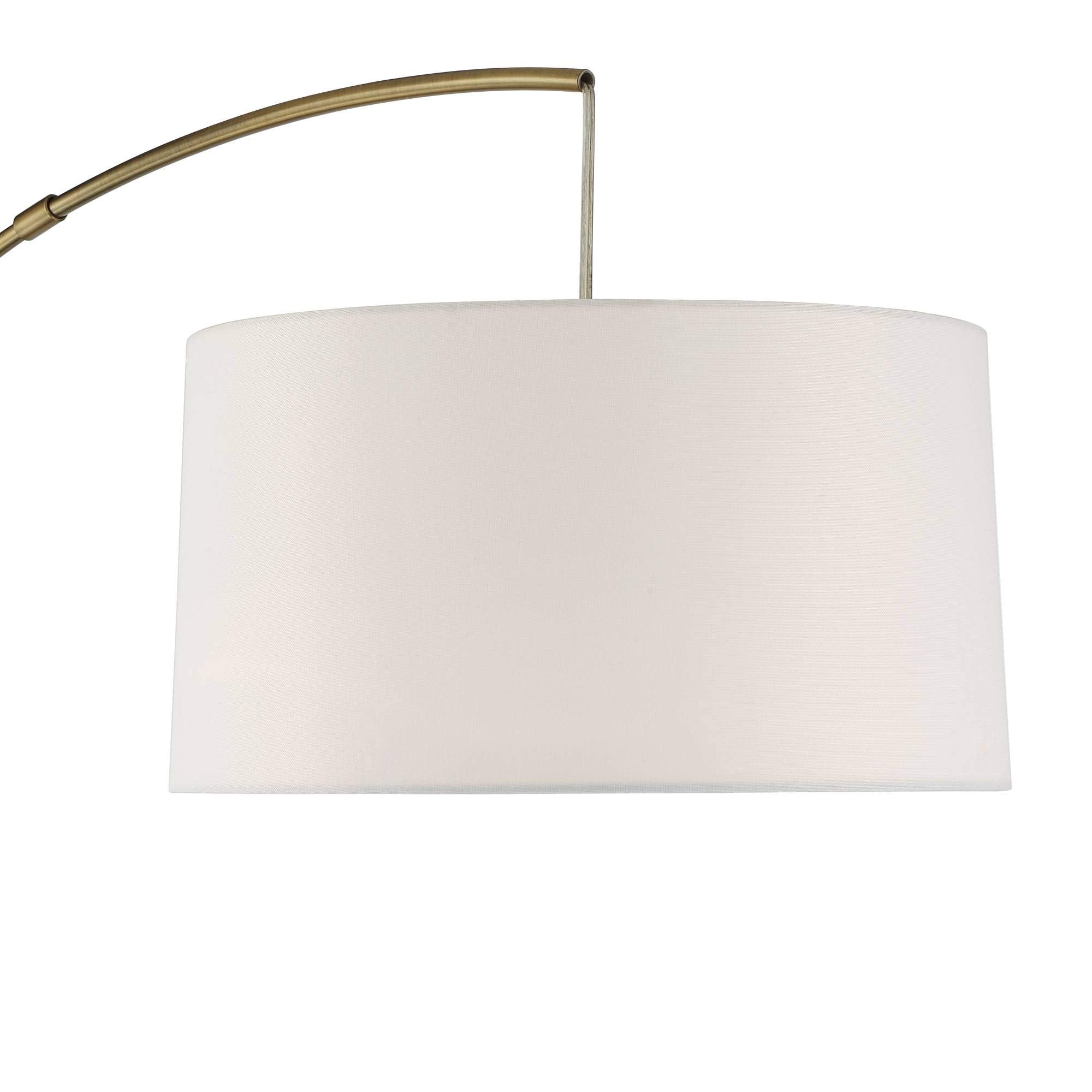 360 Lighting Mid Century Arc Floor Lamp 72in Tall Brass Gold White Linen Shade Model 88P41
