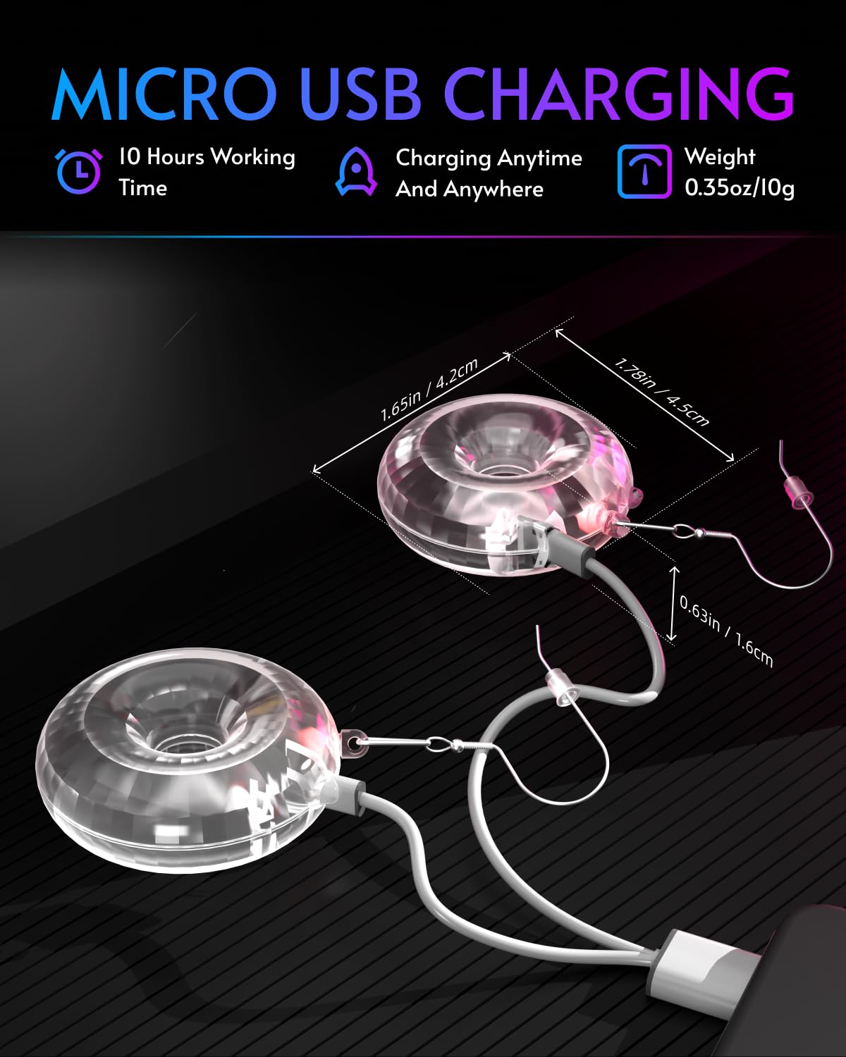 Led Hoop Disco Earrings With 16 Lighting Modes | Usb-Rechargeable Wireless Light Up Earrings For Parties  Raves  Concerts & Festivals | Sparkling Dance Accessories For Women