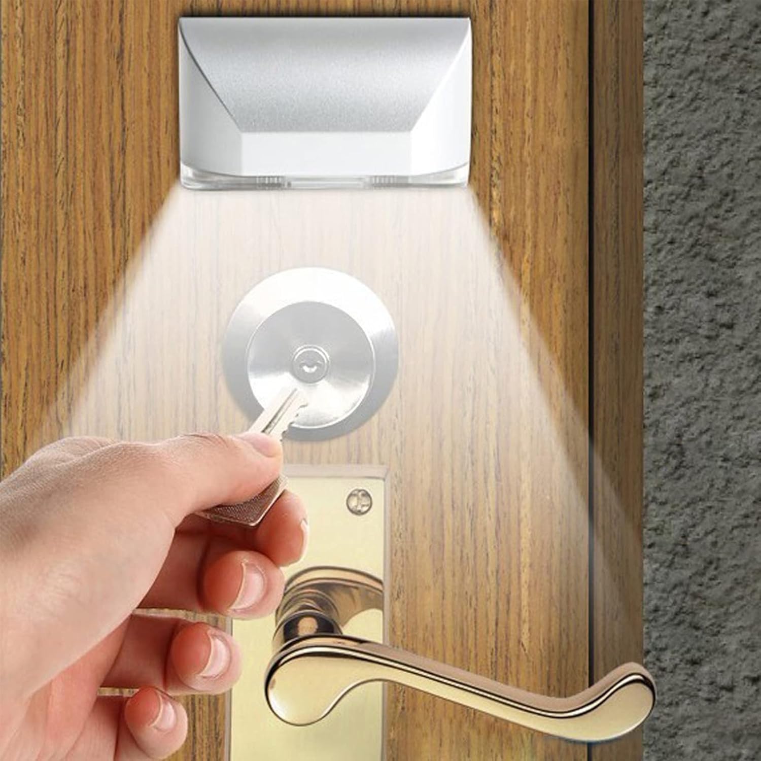Sqruchel Key Light Door Light  Small Motion Sensor Light with 4 LED Bulbs  Battery Powered Night Lights for Hallway  Stairway  Kitchen  Closet  Bedroom (Silver)