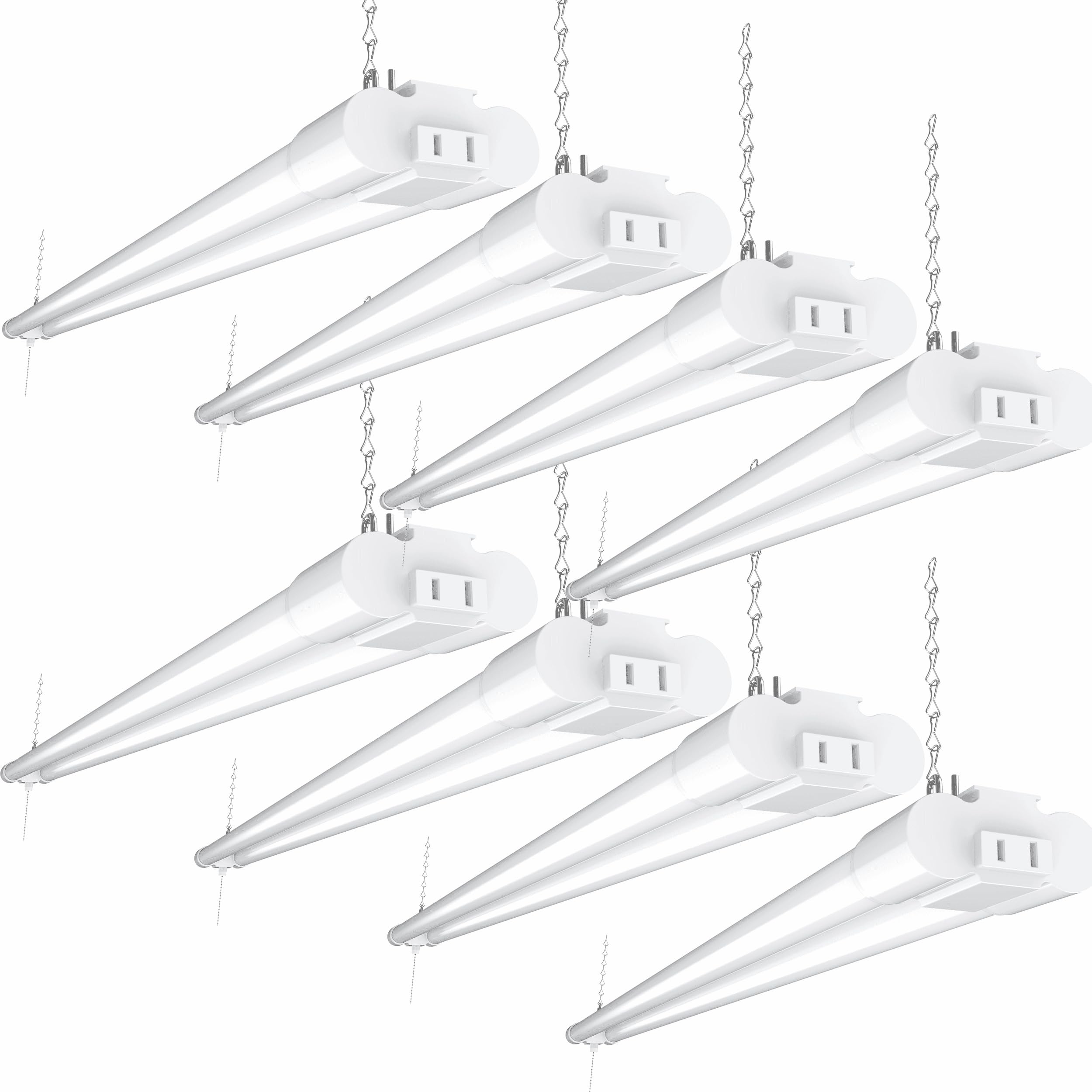 Sunco 8 Pack LED Shop Lights, 4500 LM, 40W (150W Equivalent), 6000K White, Linkable, Surface/Suspension Mount, Model SH_F-W