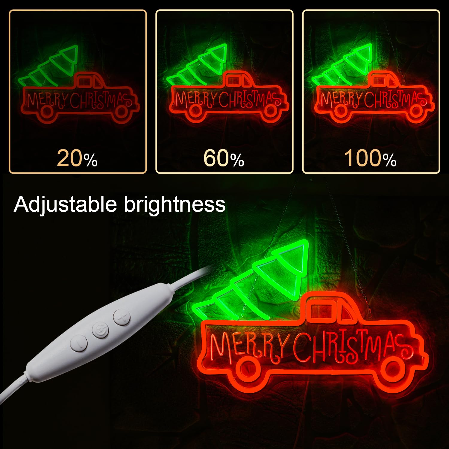 WLHOPE Christmas Truck Neon Sign - Dimmable Acrylic LED Decor for Wall, 16.5L x 11W, Perfect for Christmas Parties & Gifts