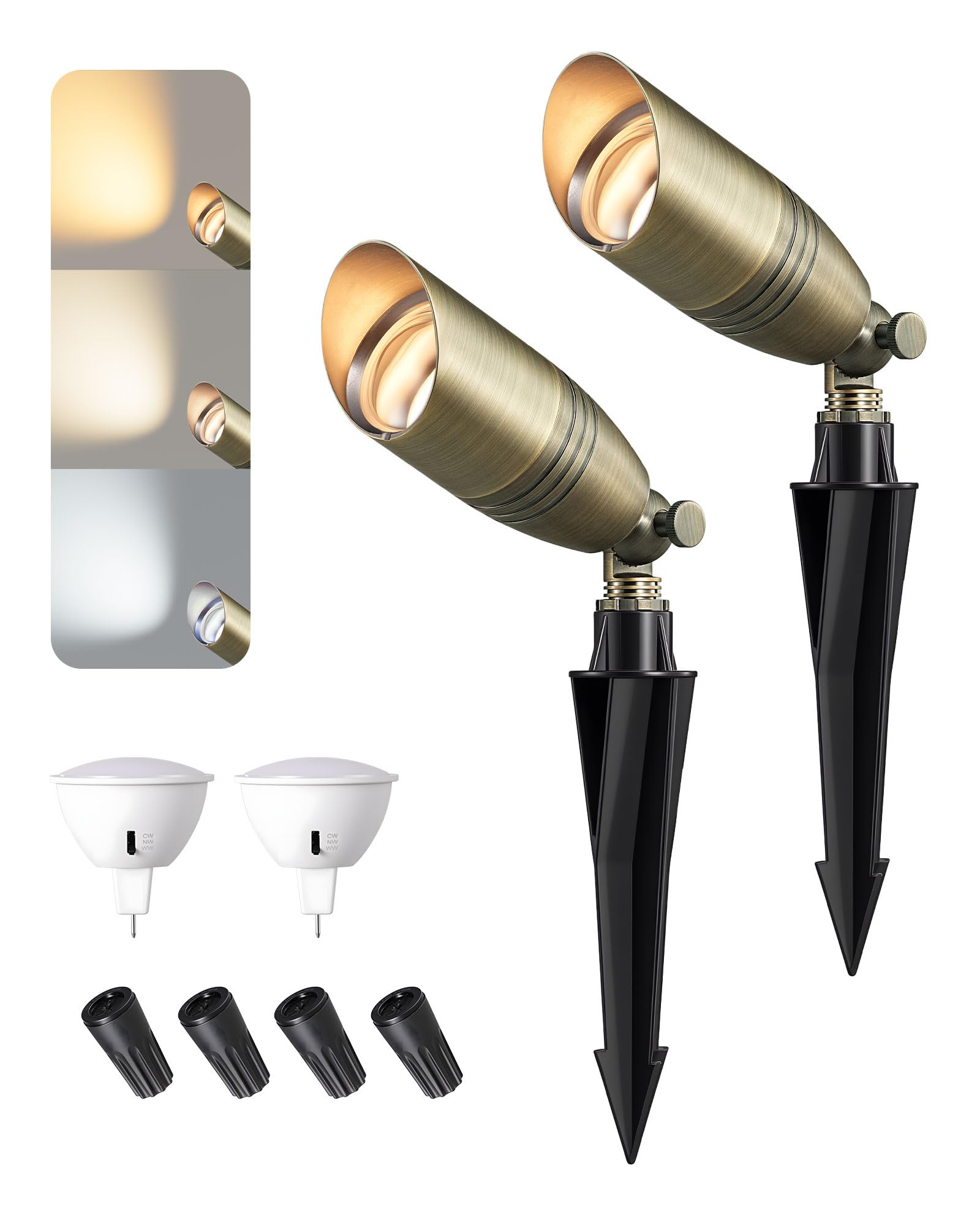 Edishine Solid Brass Outdoor Landscape Spotlights  3Cct Mr16 Bulb Included  12V Led Low Voltage Landscape Lighting  Bronze Heavy Duty Waterproof Spot Lights For Yard Garden Lawn Tree  2 Pack