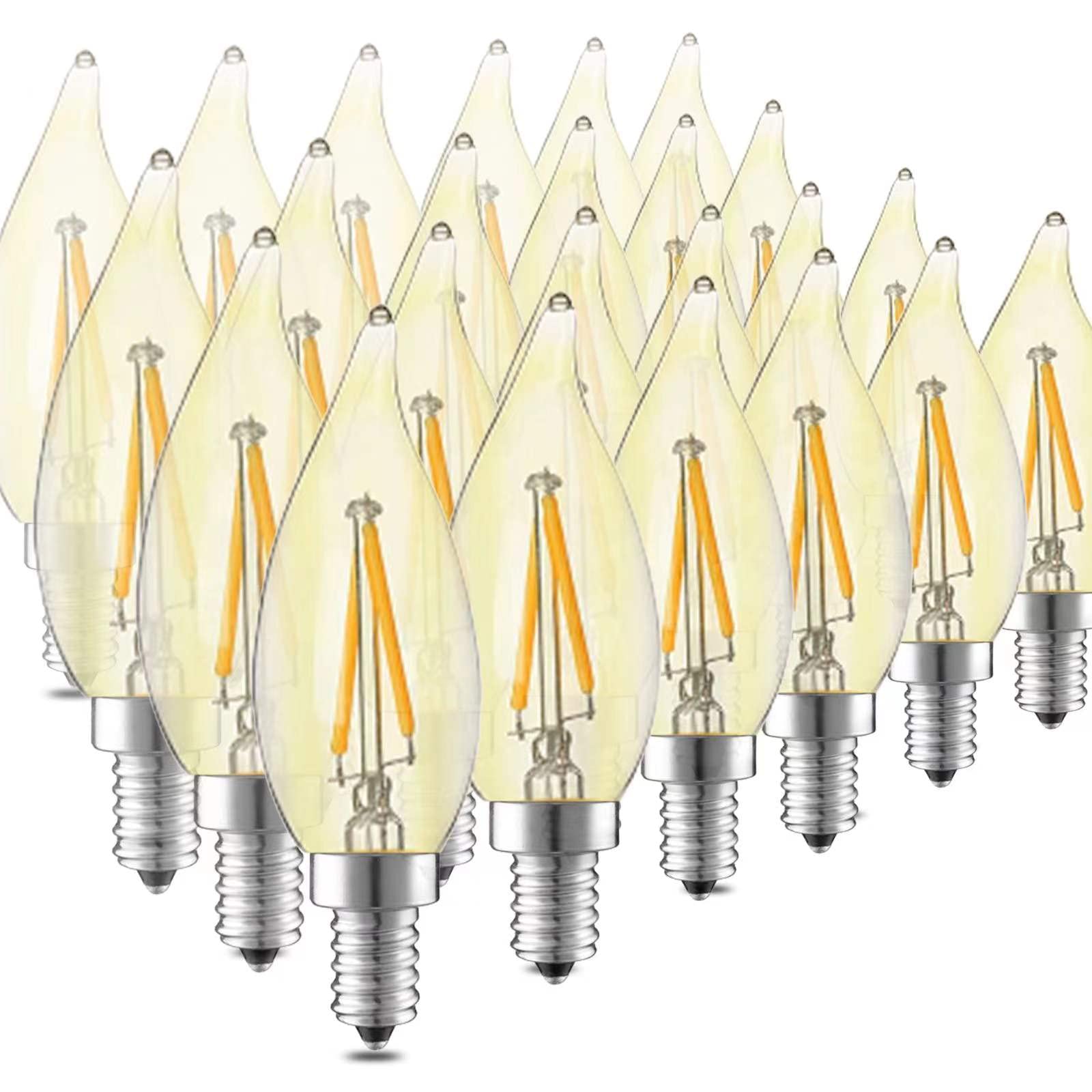 Hmyyjt Dimmable Led Candelabra Bulb 25W Equivalent E12 Led Bulb 2700K Soft Warm White, Chandelier Light Bulbs, 2W 200Lm Flame Ti