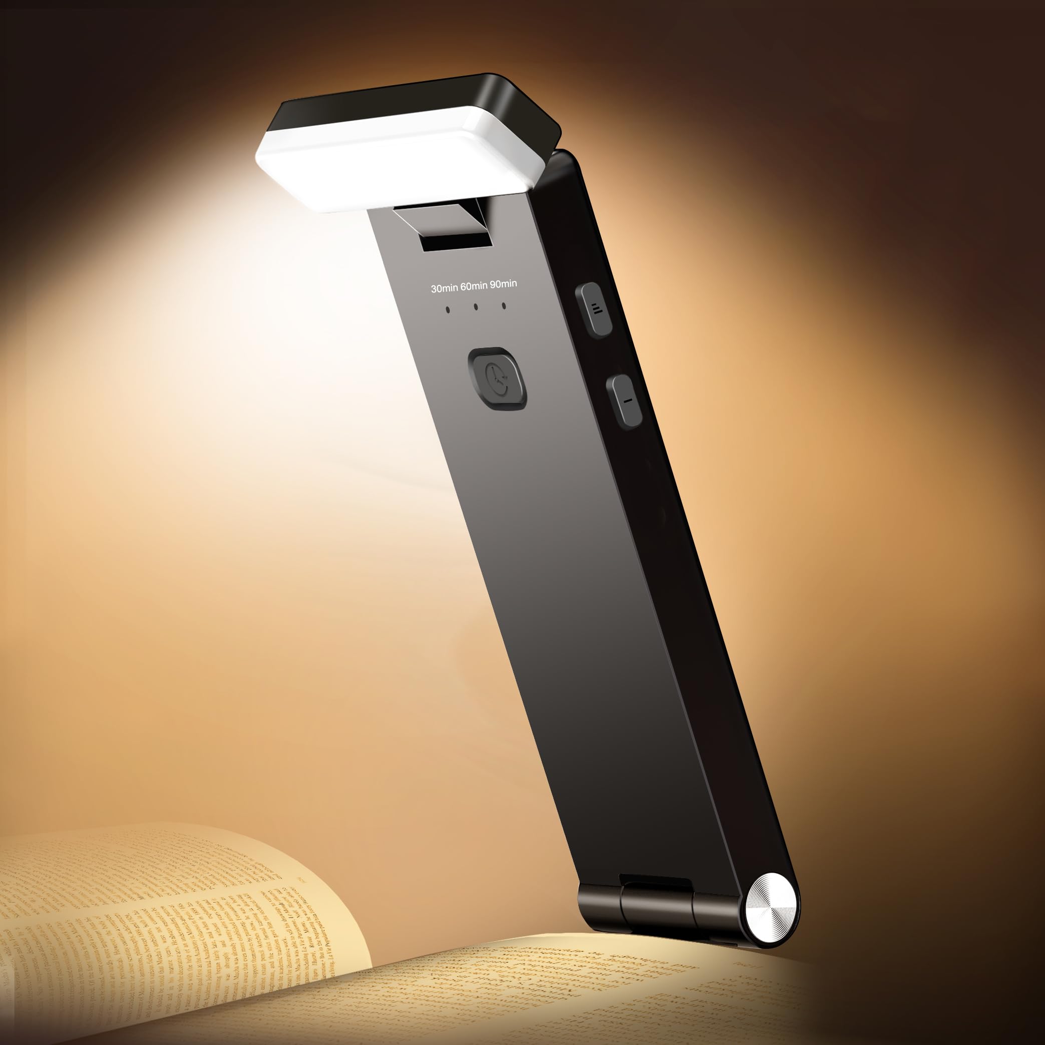 SRTCLLT Book Light, Rechargeable 1500mAh, 3 Color Adjustable, 3 Brightness, Portable Night Lamp, ABS Material, Without Screen
