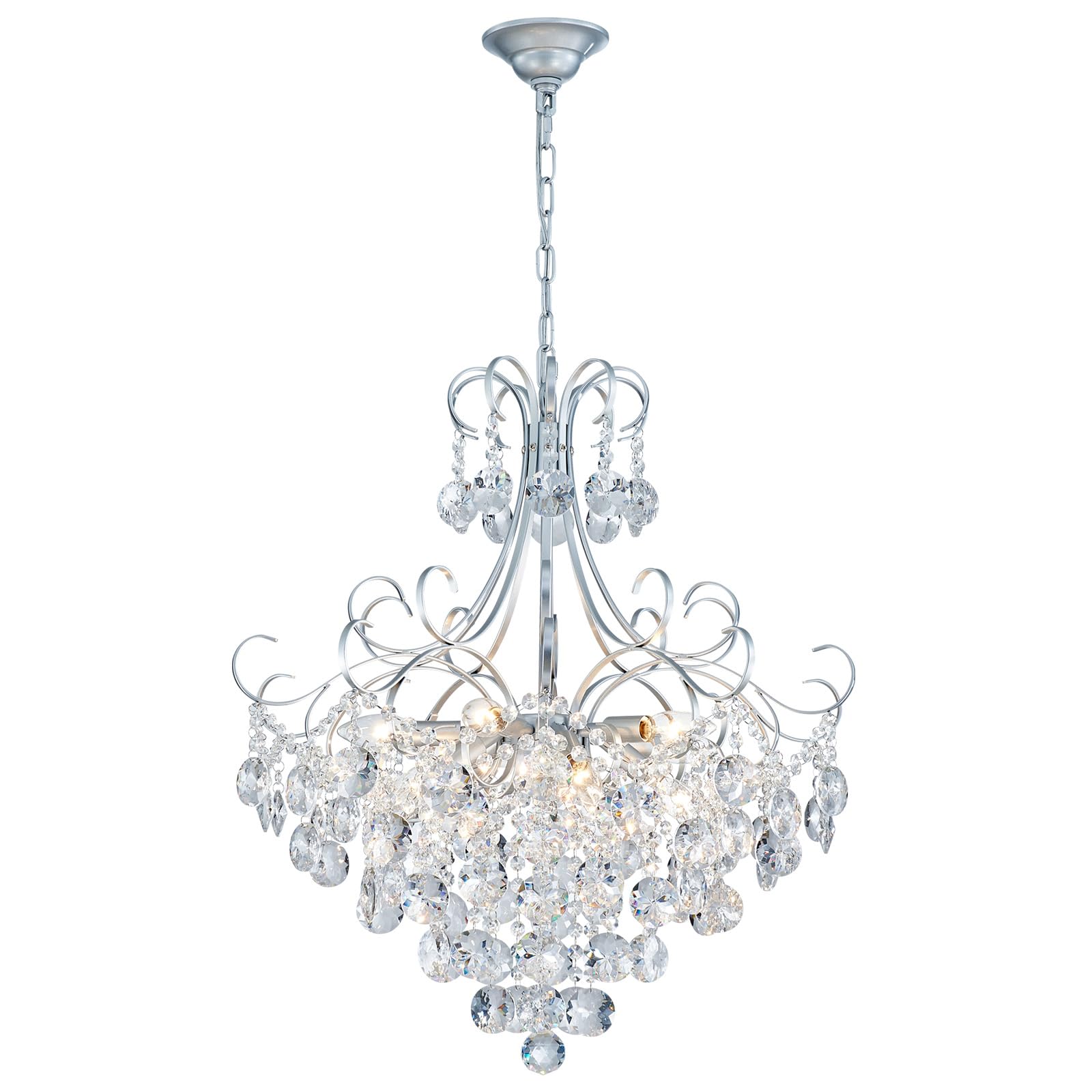 Anjiadengshi Crystal Chandelier K9 Crystal Lighting Chandelier For Living Room 10 E12 Bulbs High 27.6 In X Diameter 22.8 In, Silvery