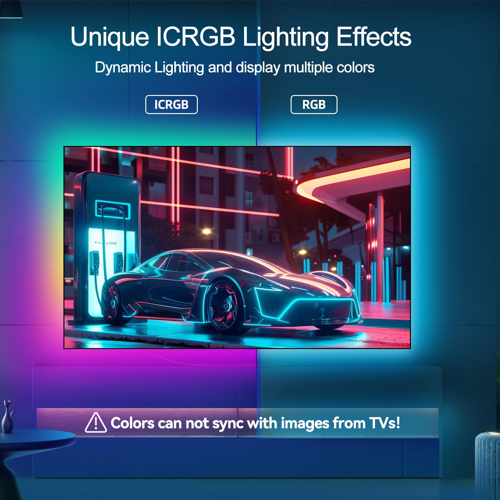 Led Tv Backlight, 16.4Ft Rgbic Tv Backlight For 55-70 Inch Tv, Smart Led Light For Tv With Bluetooth App And Remote Control, Col