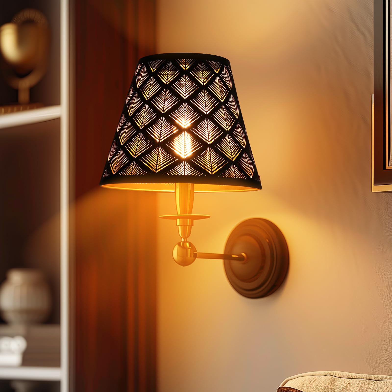 Metal Small Lamp Shade Etched Arrows 5'' Top X 9'' Bottom X 7'' High, Alucset Small Lampshade, Table Lamps Replacement Shade, Sp